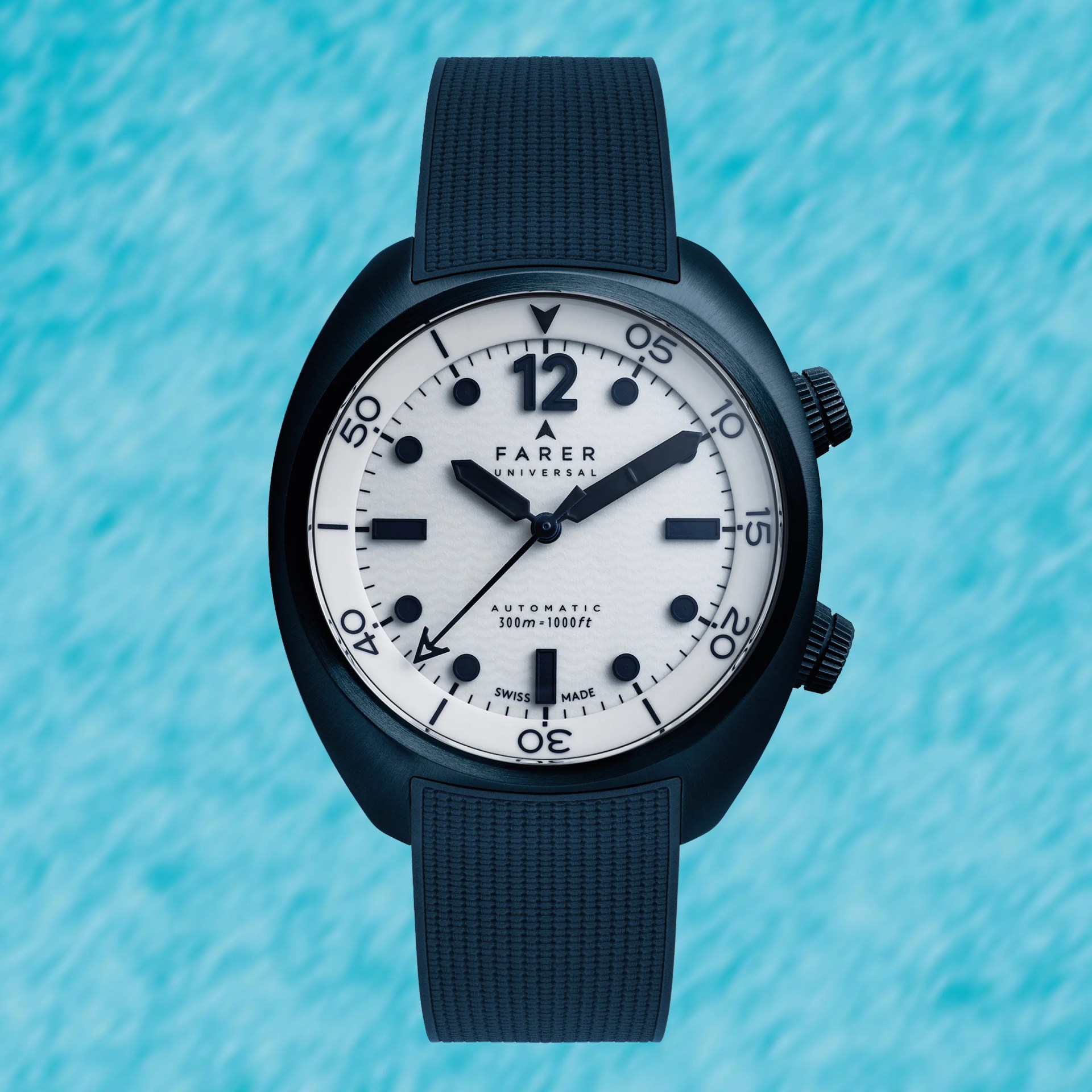 a blue Farer dive watch