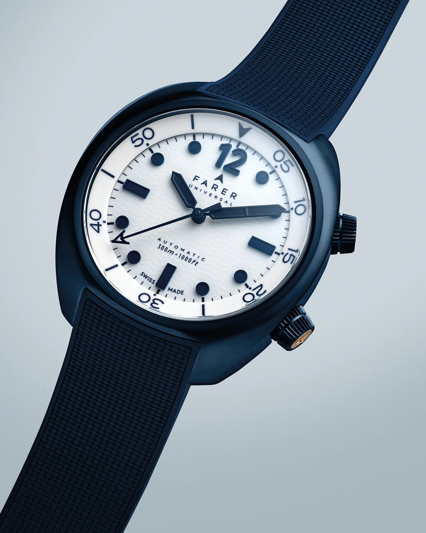 a blue Farer dive watch
