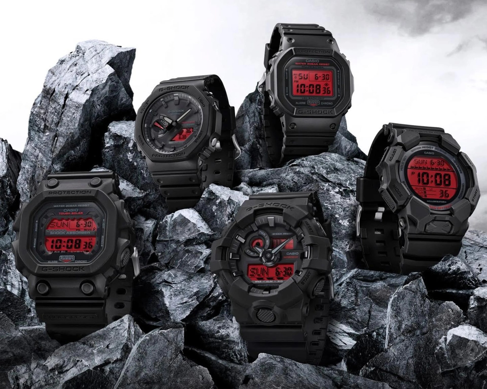 Casio G-Shock Black and Bold Red Collection