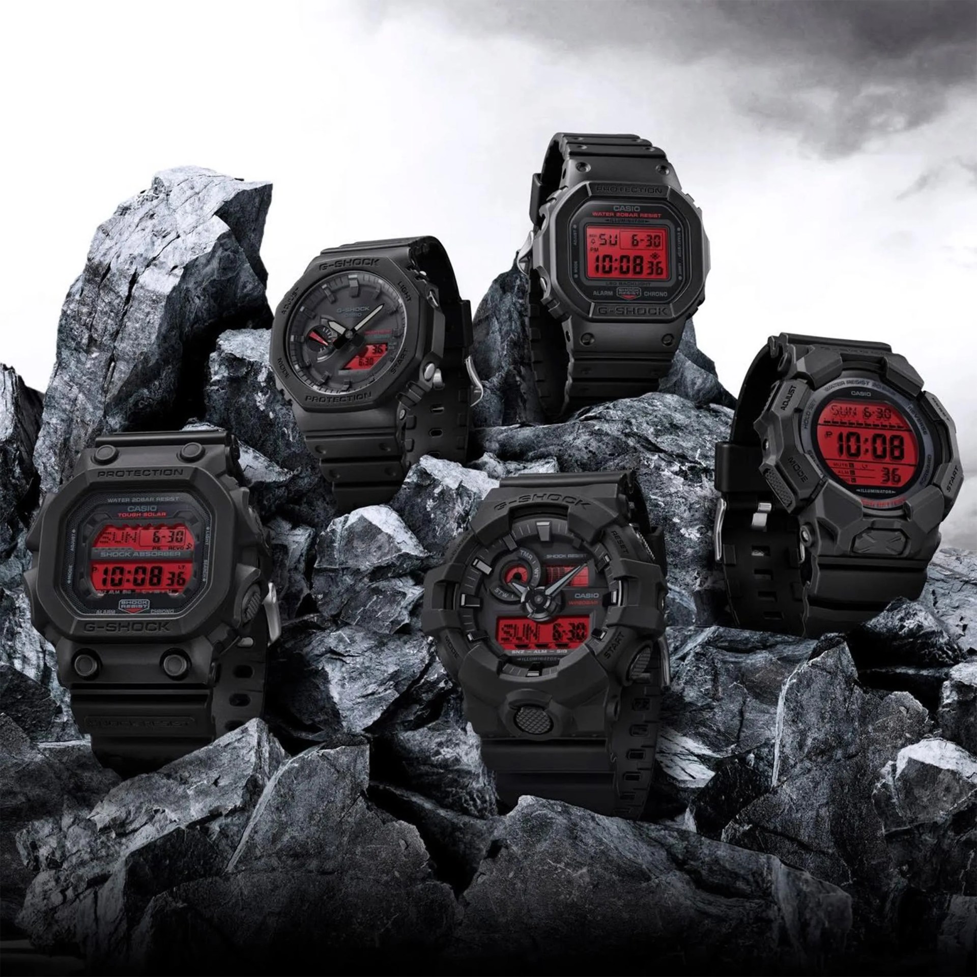 Casio G-Shock Black and Bold Red Collection