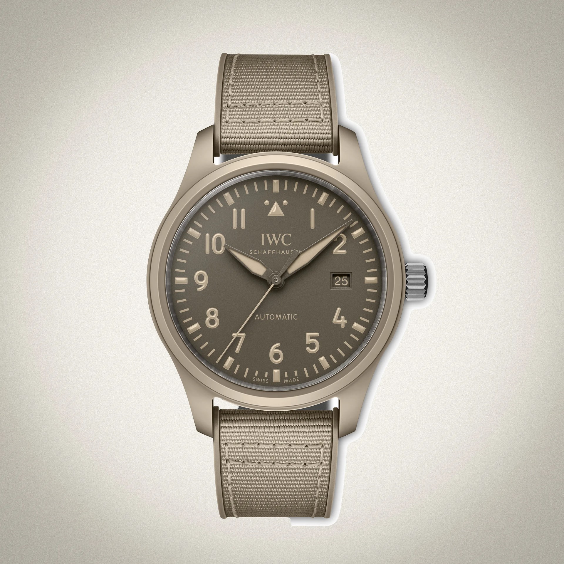 a khaki IWC pilots watch