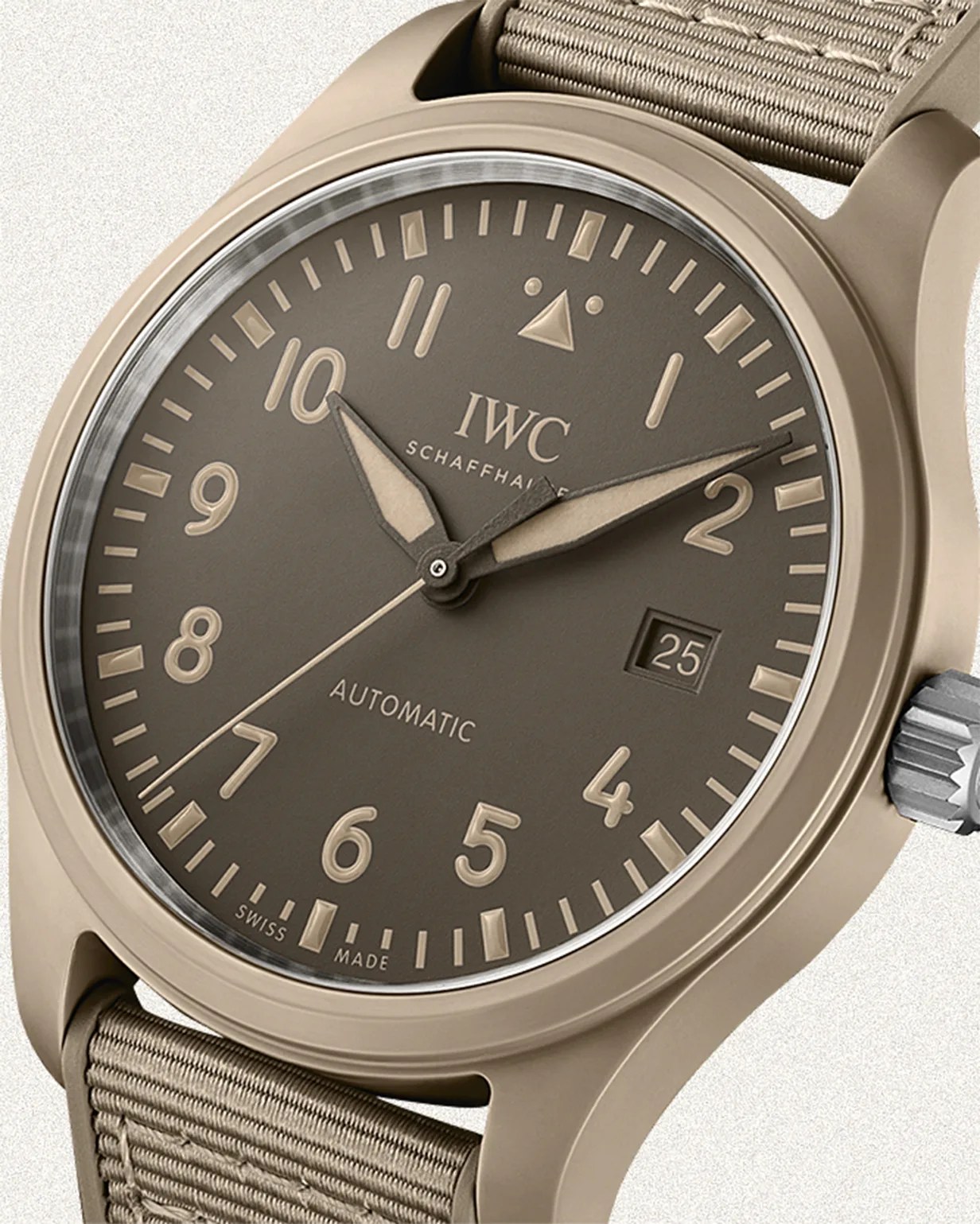 a khaki IWC pilots watch