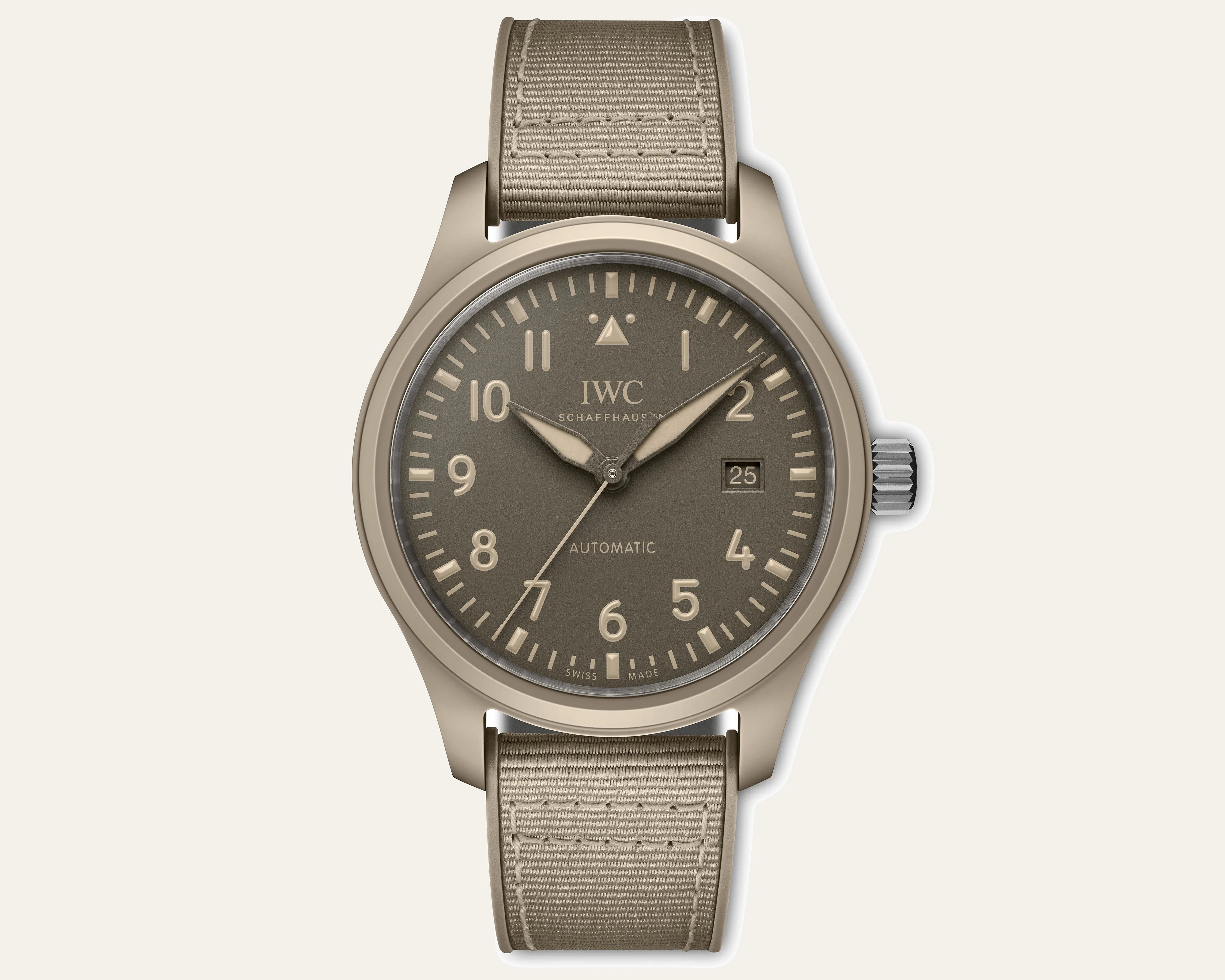 a khaki IWC pilot's watch
