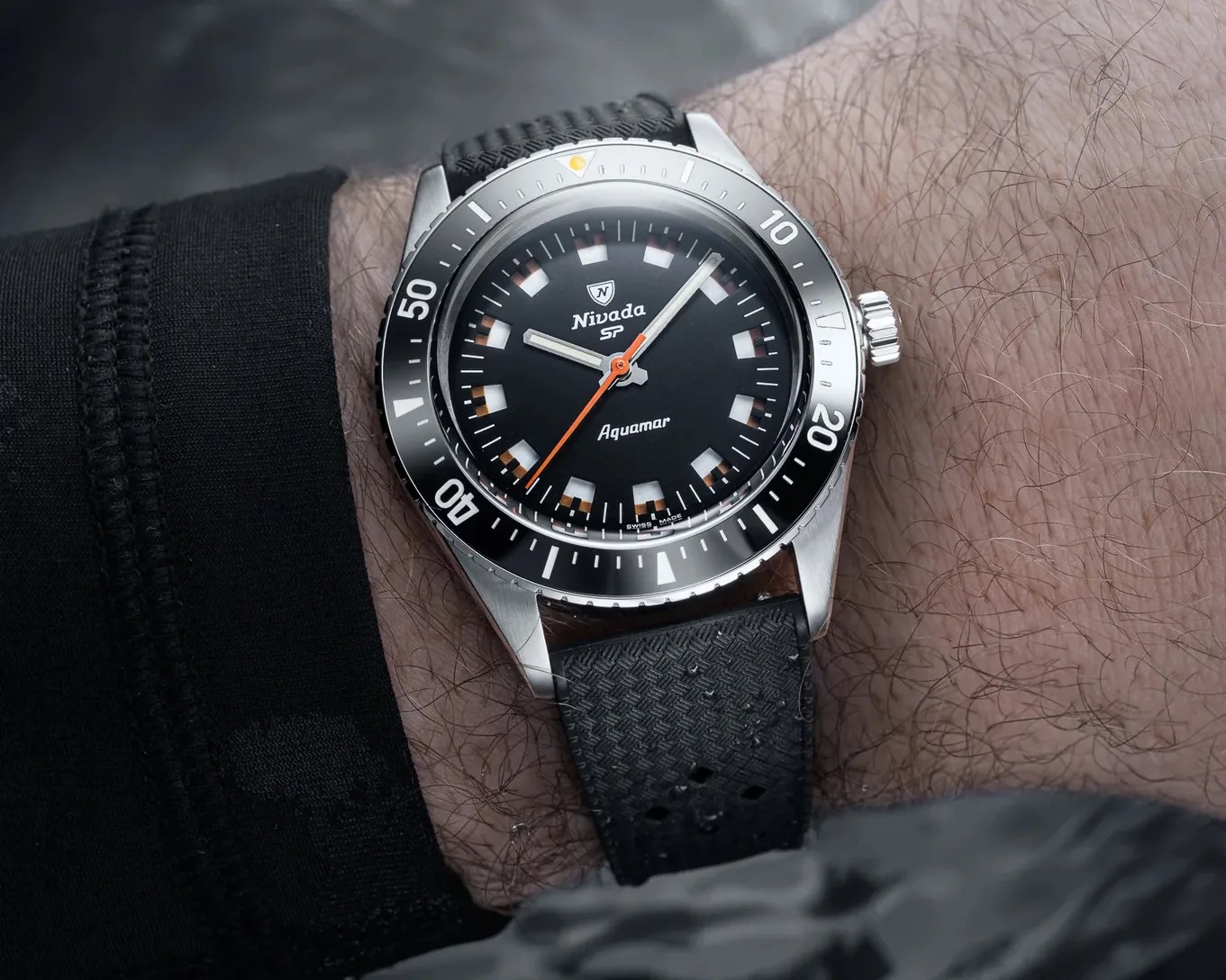 a black Nivada dive watch