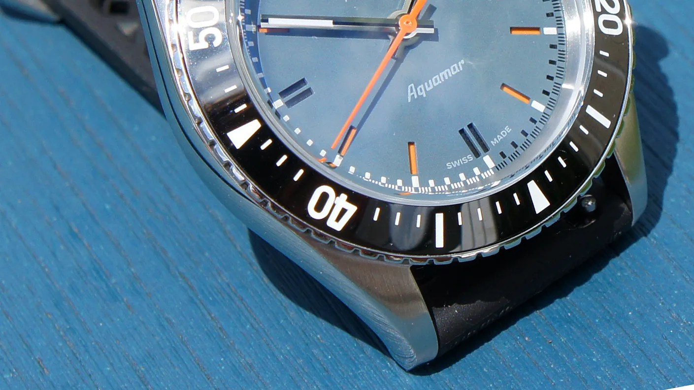 the dial of a Nivada dive watch