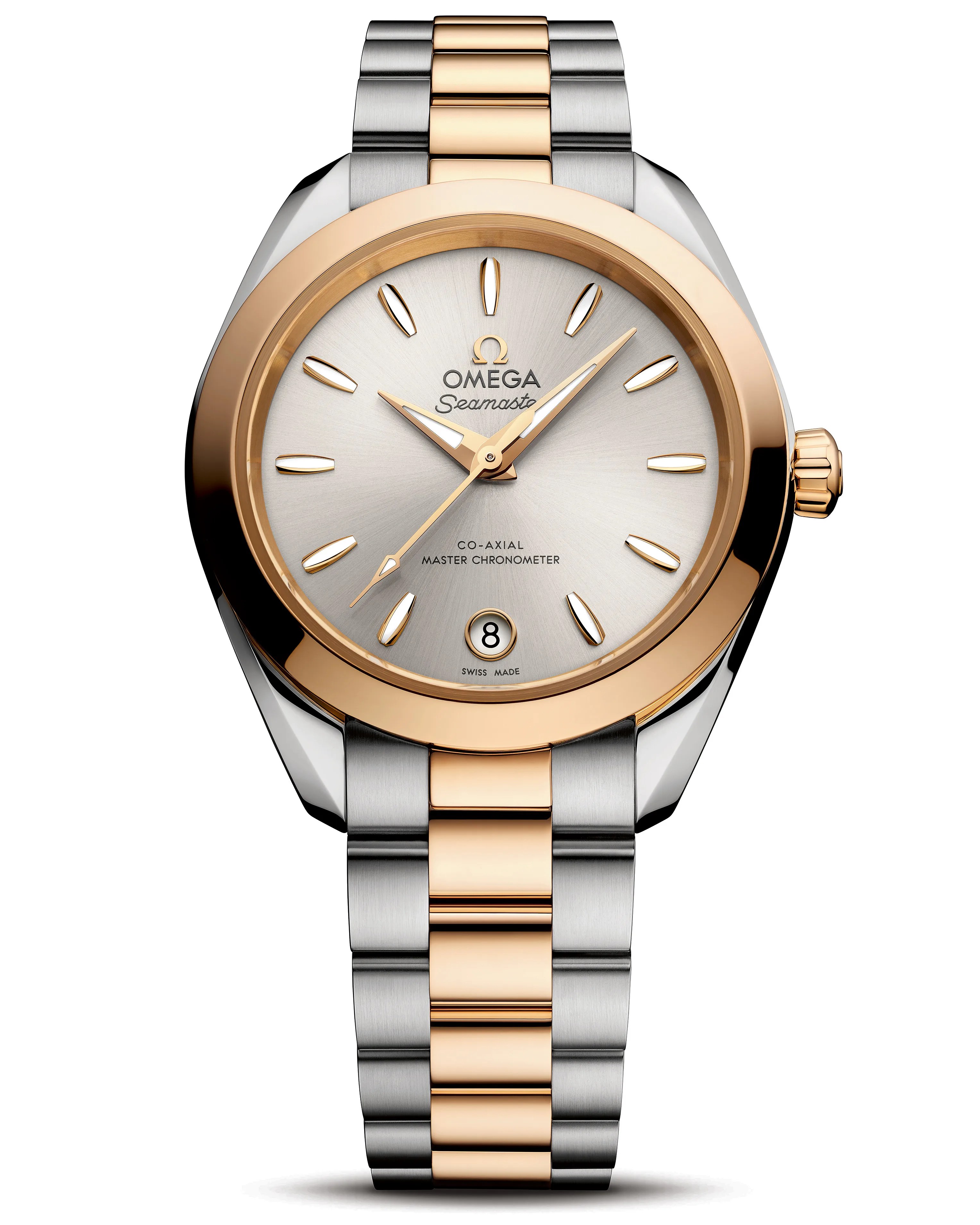 a two-tone omega watch