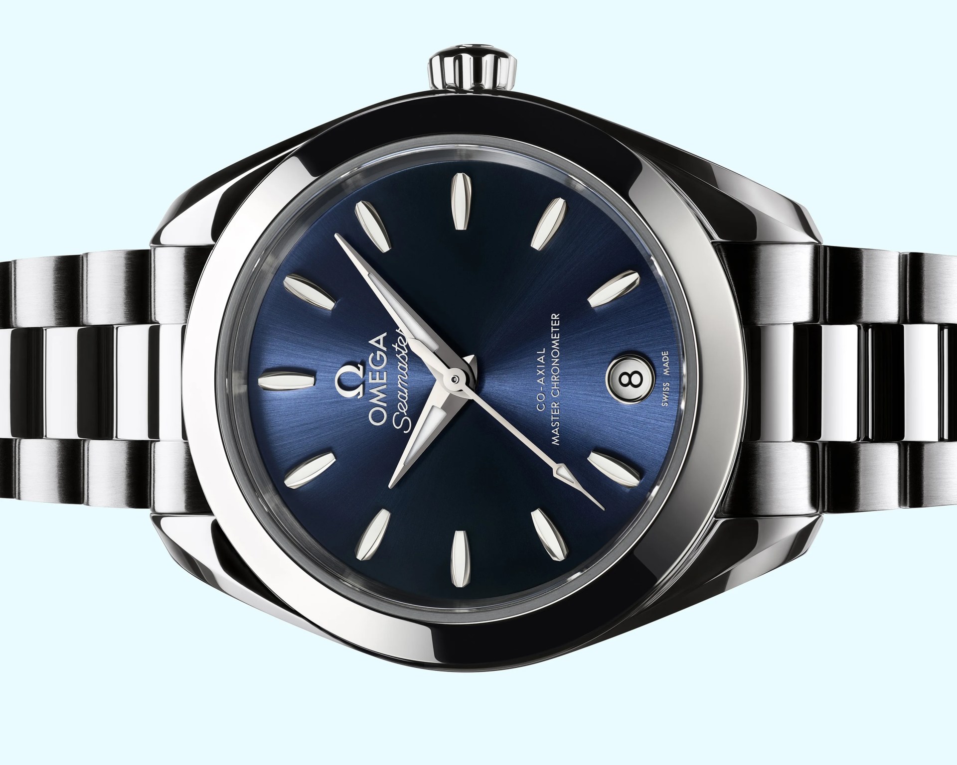 a blue dial Omega