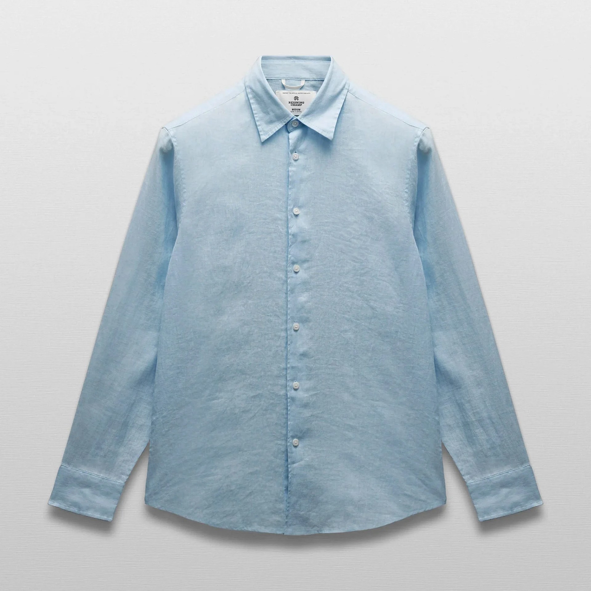 a light blue linen shirt