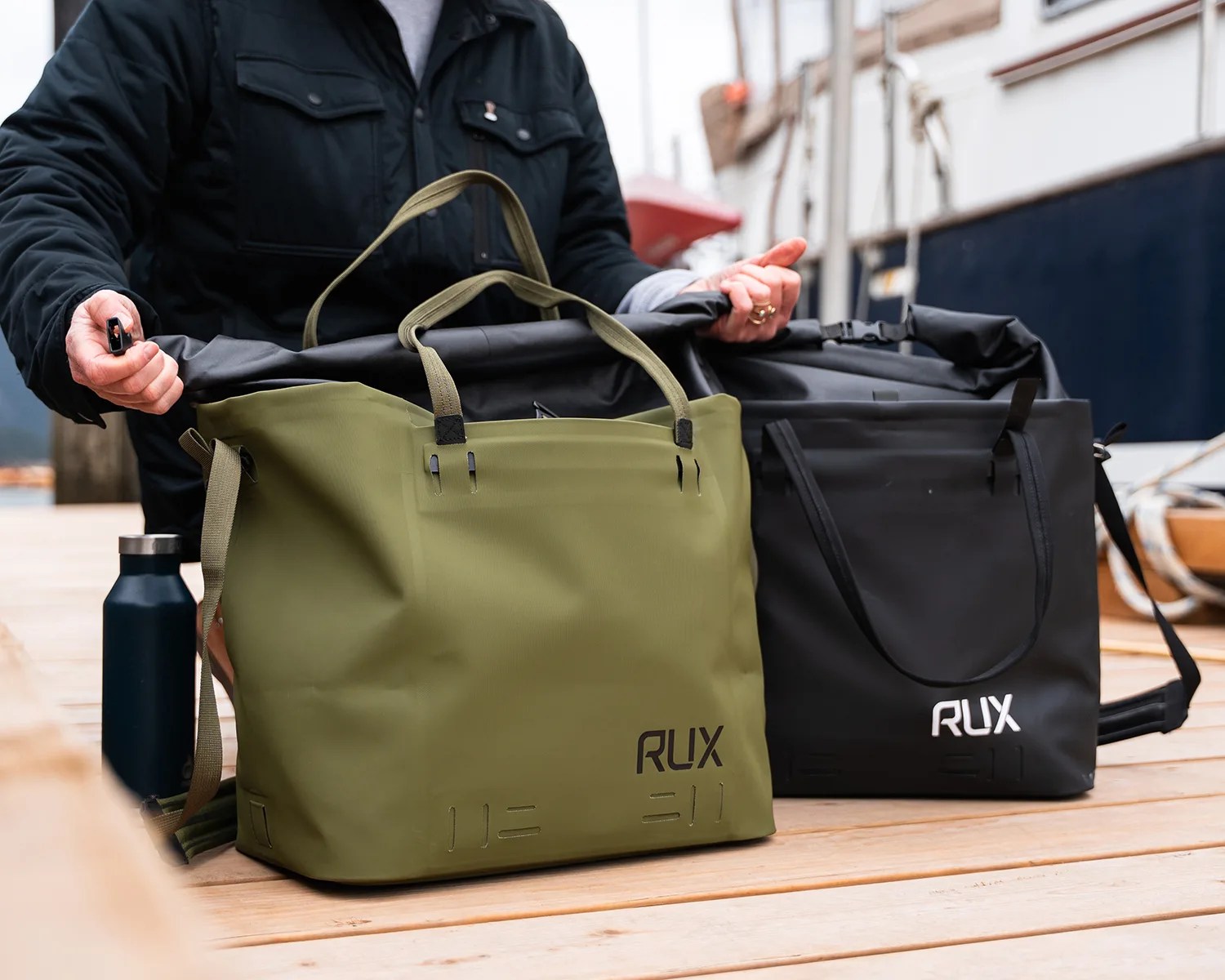 rux waterproof tote bag roll-top