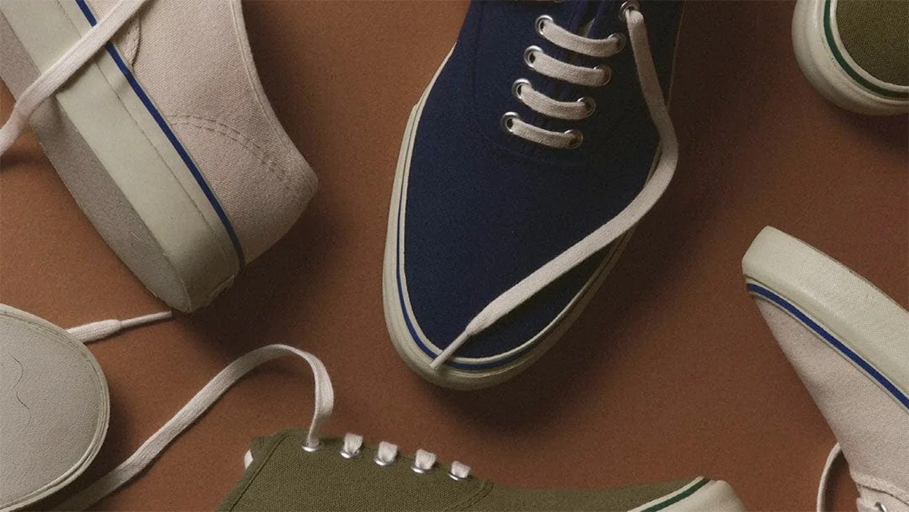 a group of canvas sneakers