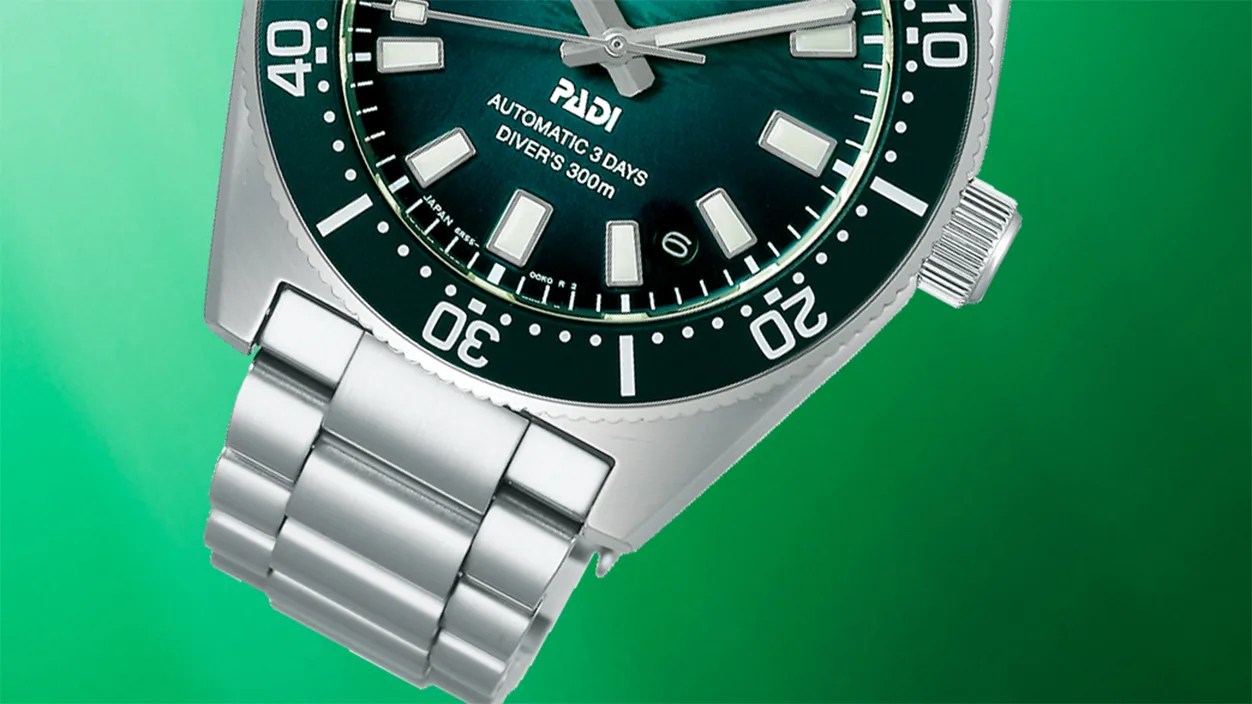 a green Seiko dive watch