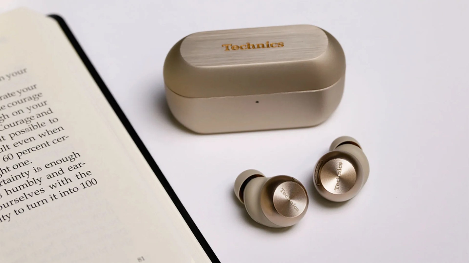 Technics wireless earbuds in champagne gold