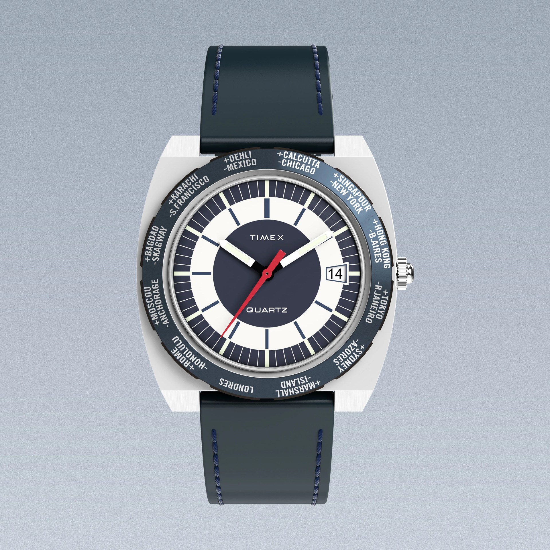 a Timex world time watch