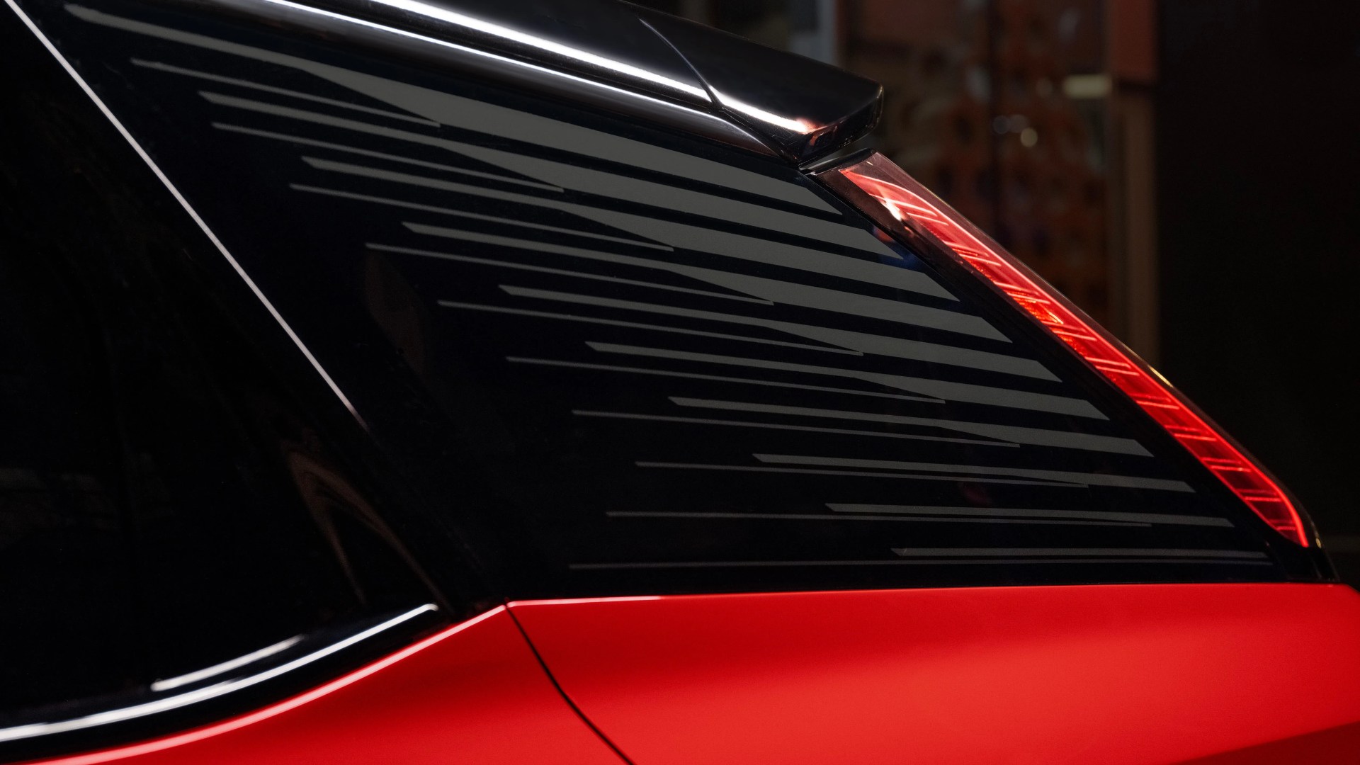 close-up of a cadillac EV rear pillar