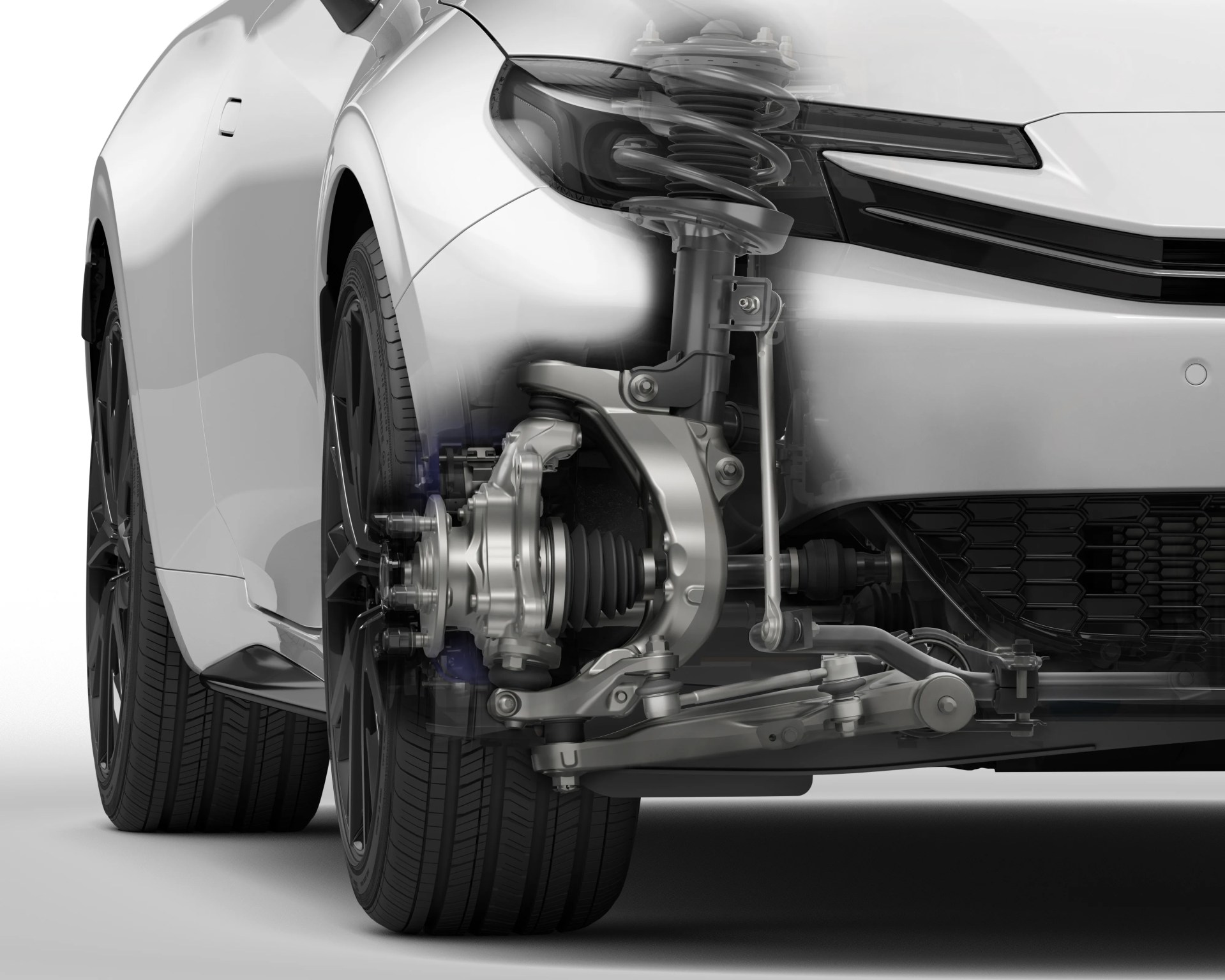 close-up showing supension setup on the upcoming honda prelude