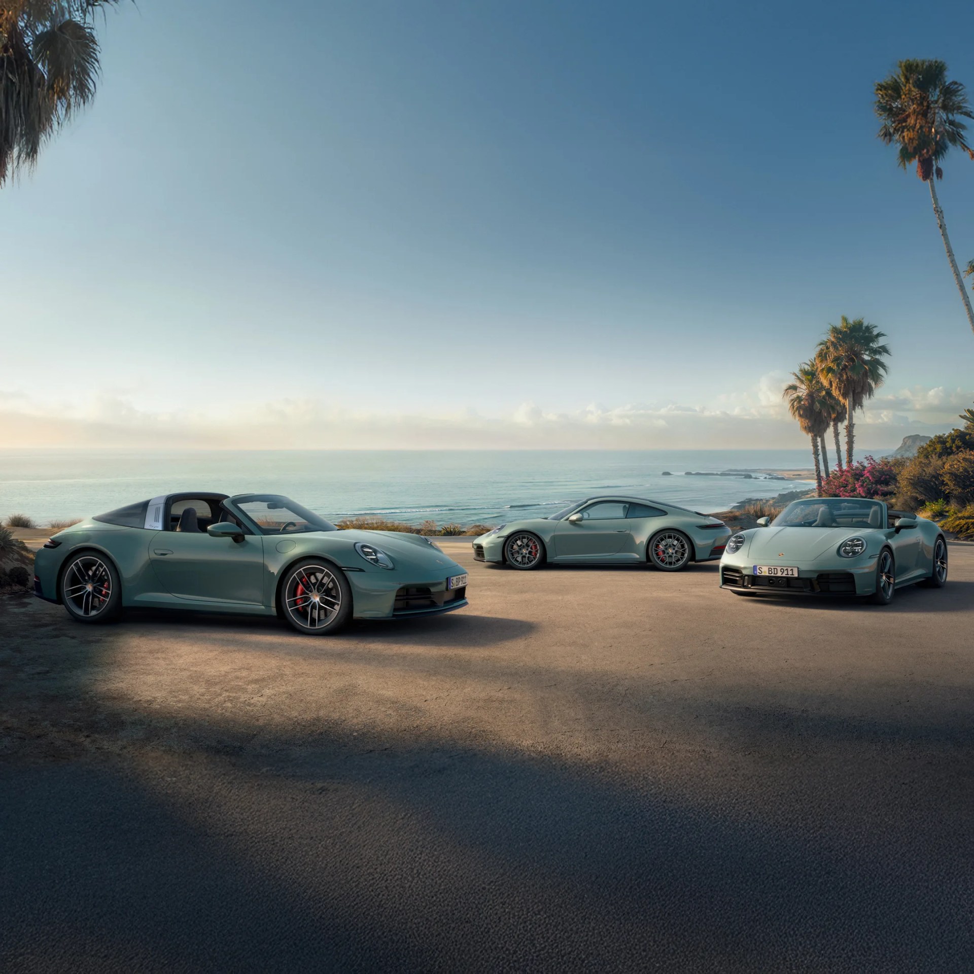 2026 Porsche 911 AWD cars overlooking California beach