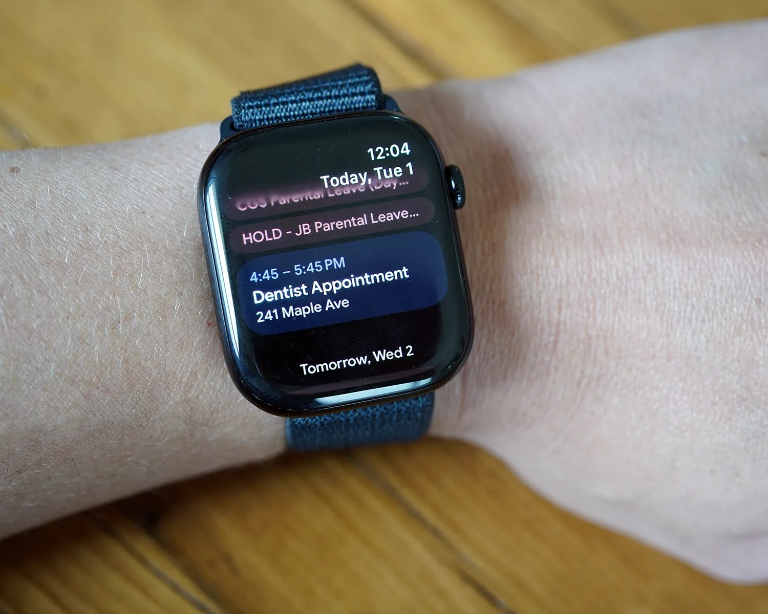 Google Calendar app on Apple Watch