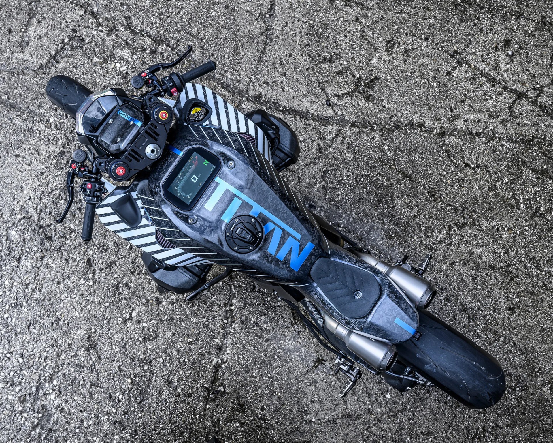 overhead shot of bmw motorcycle custom