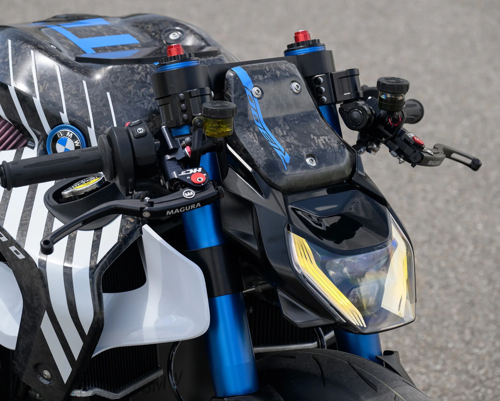 bmw custom motorcycle headlight and handlebars