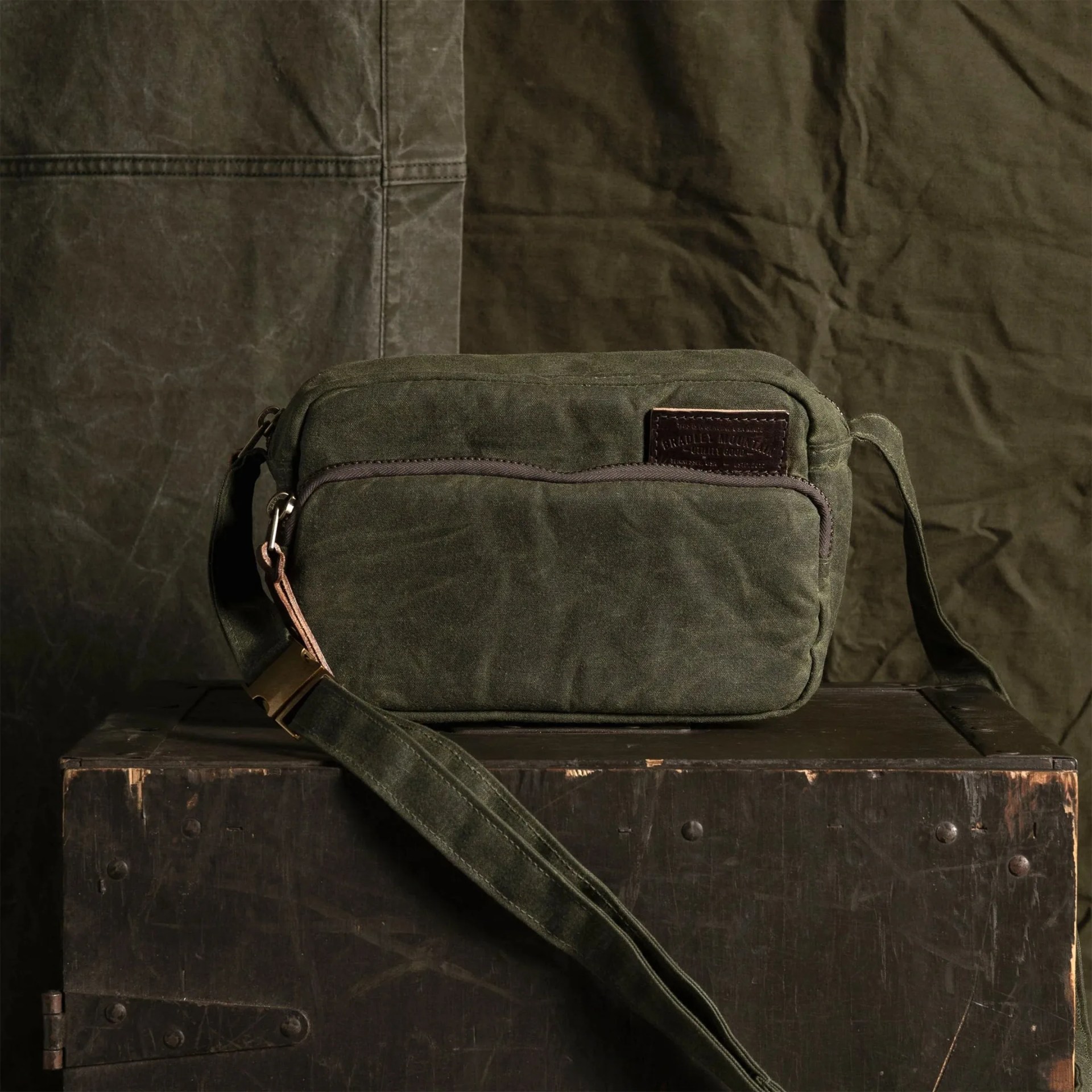 Bradley Mountain Rangefinder Bag on wood box