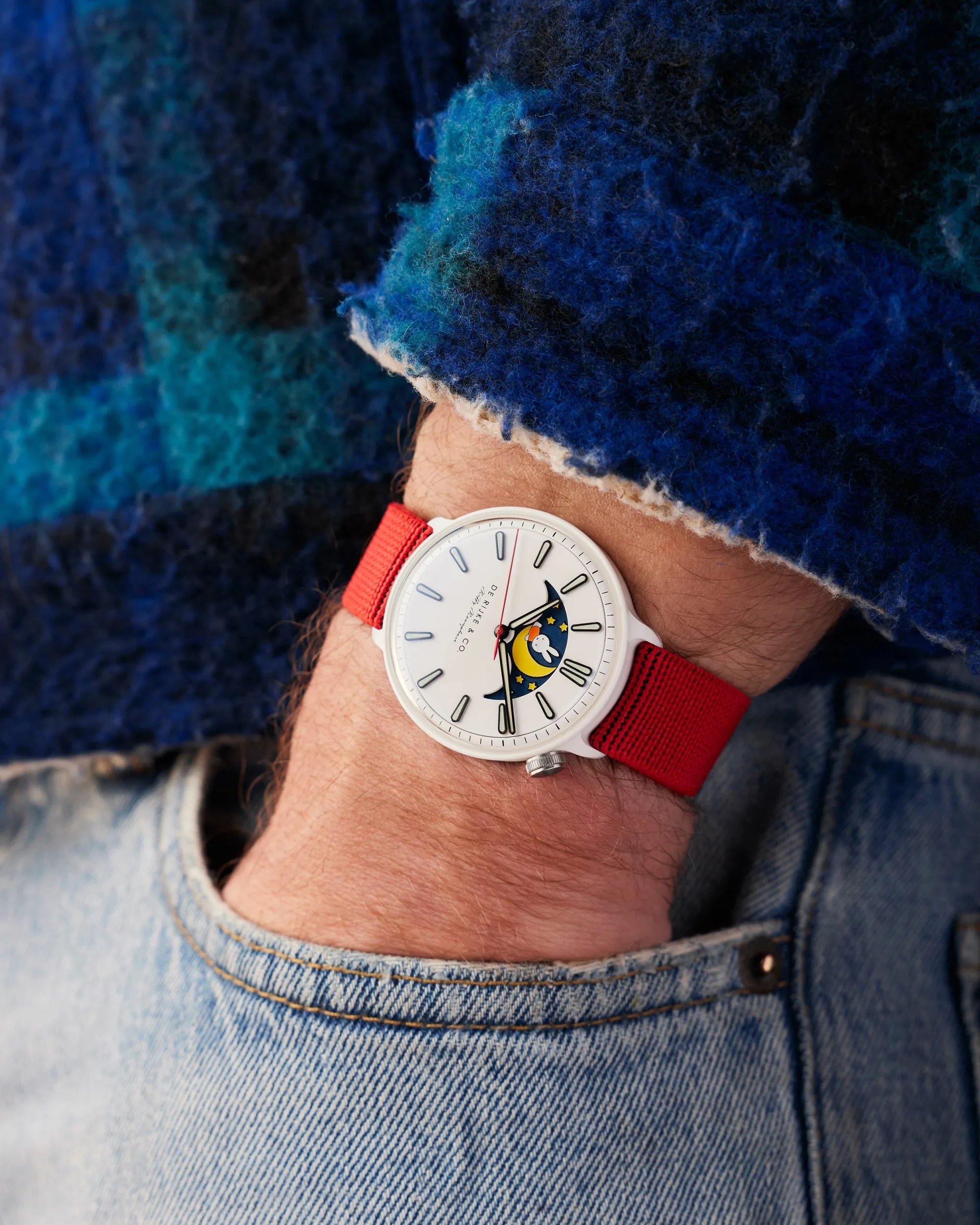 De Rijke & Co. Miffy Moonphase Ceramic Watch on wrist