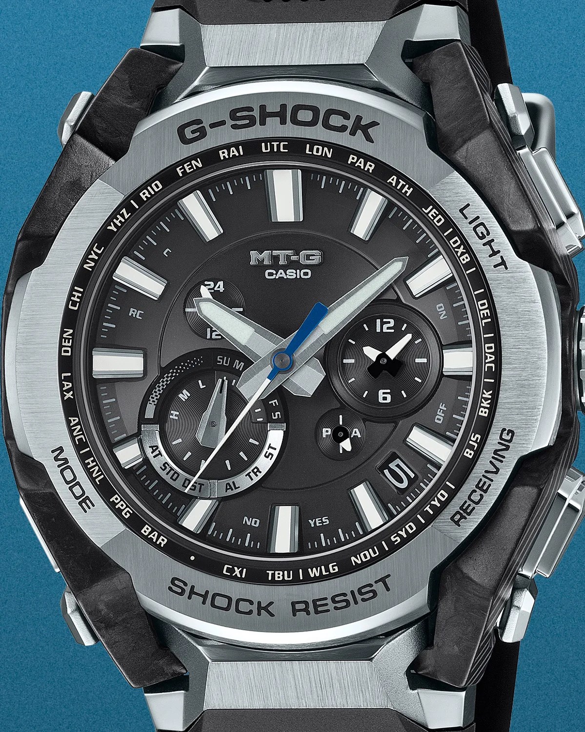 the dial of a G-Shock watch