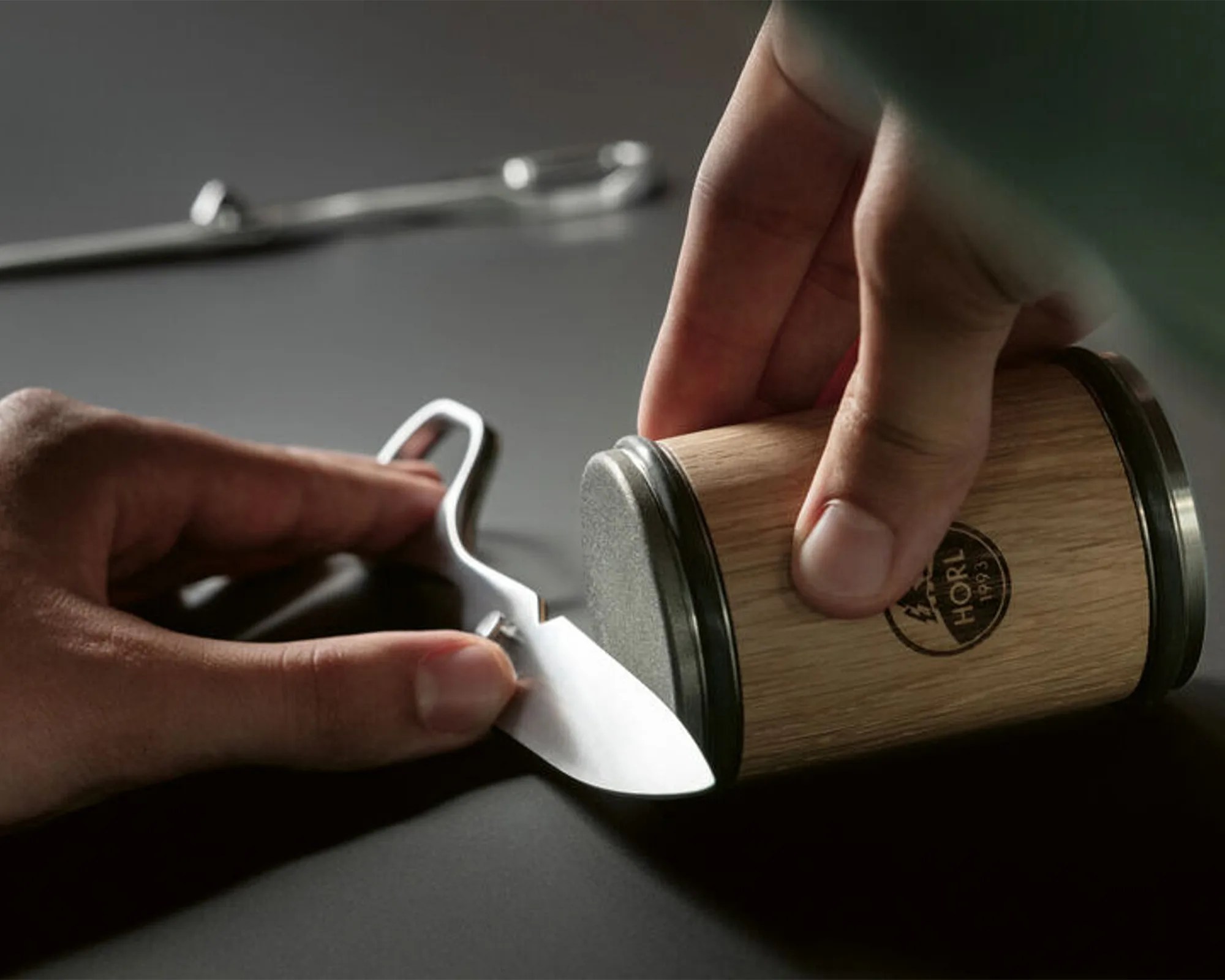 Horl Scissors being sharpened