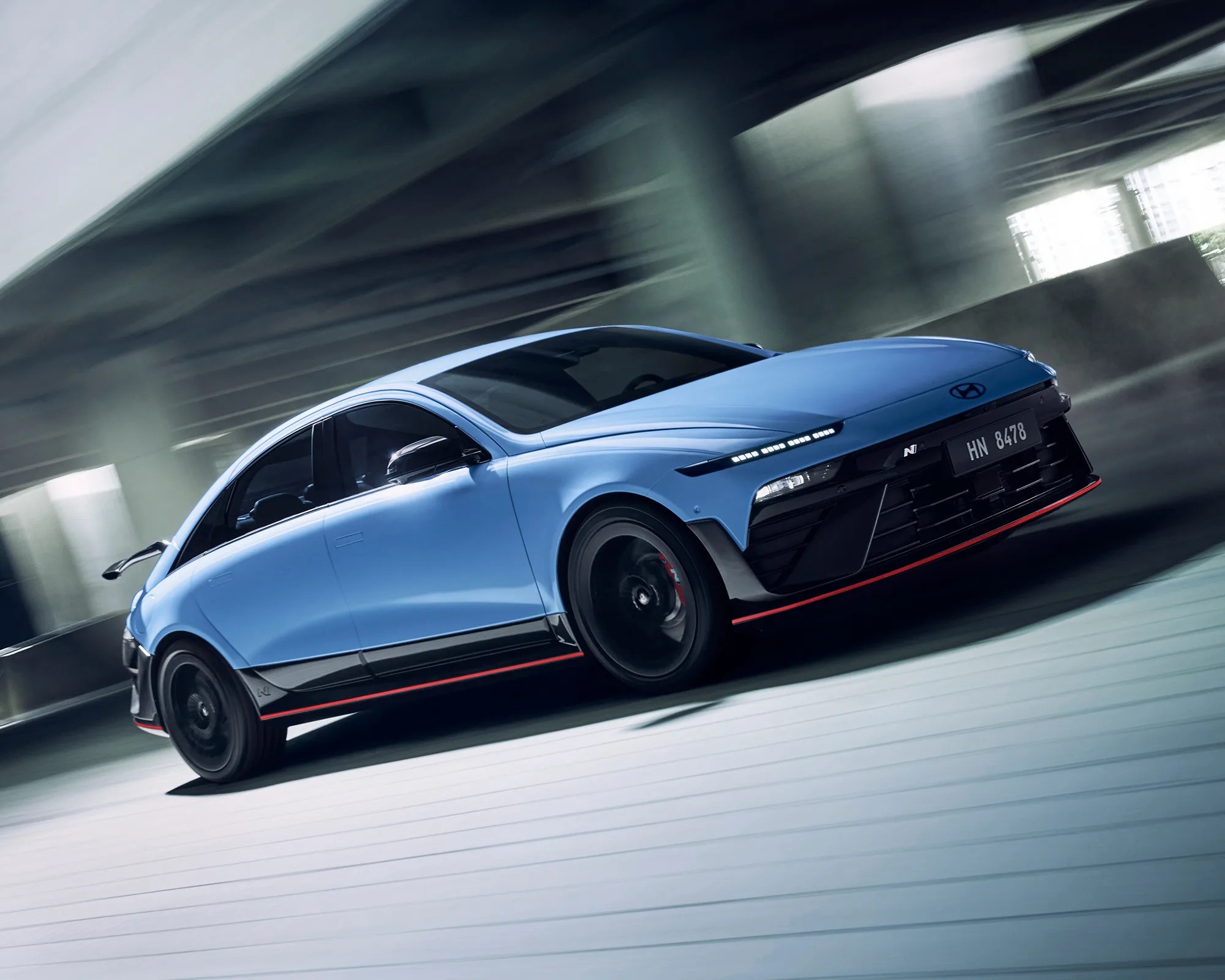 Hyundai Ioniq 6 N Sport Sedan 3/4 shot driving
