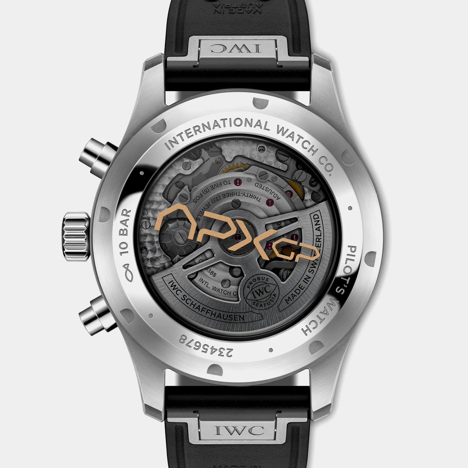 The back of the IWC Pilot’s Watch Chronograph 41 APXGP 