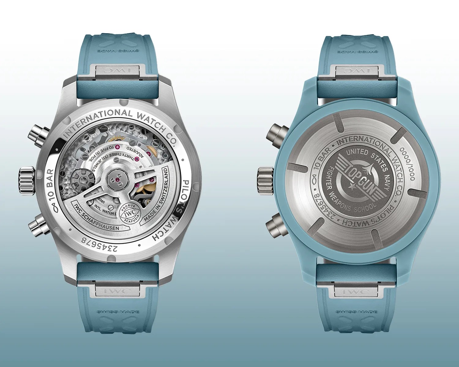 the casebacks of two iwc watches