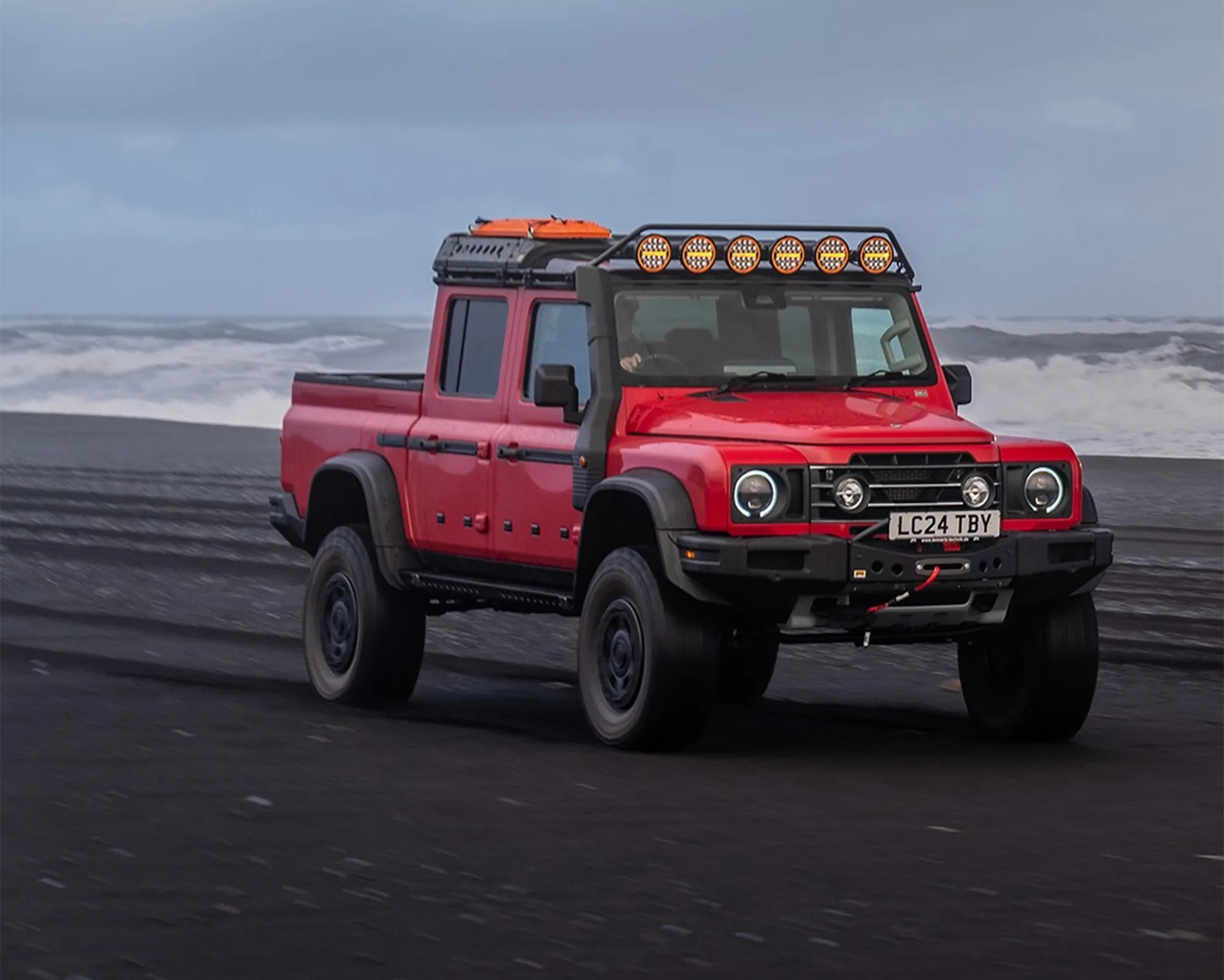 Ineos Grenadier Trialmaster x Letech Overlander on Icelandic Beach