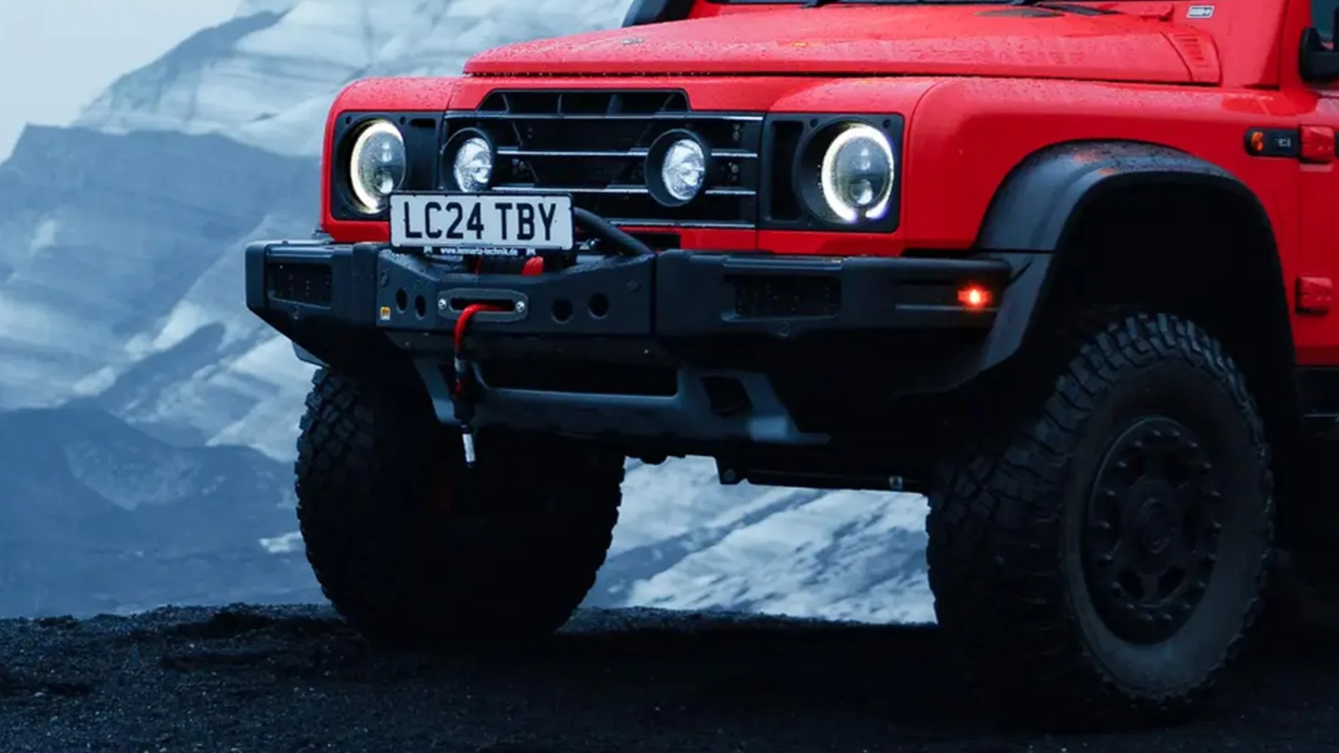 Ineos Grenadier Trialmaster x Letech Overlander on Icelandic Beach closeup