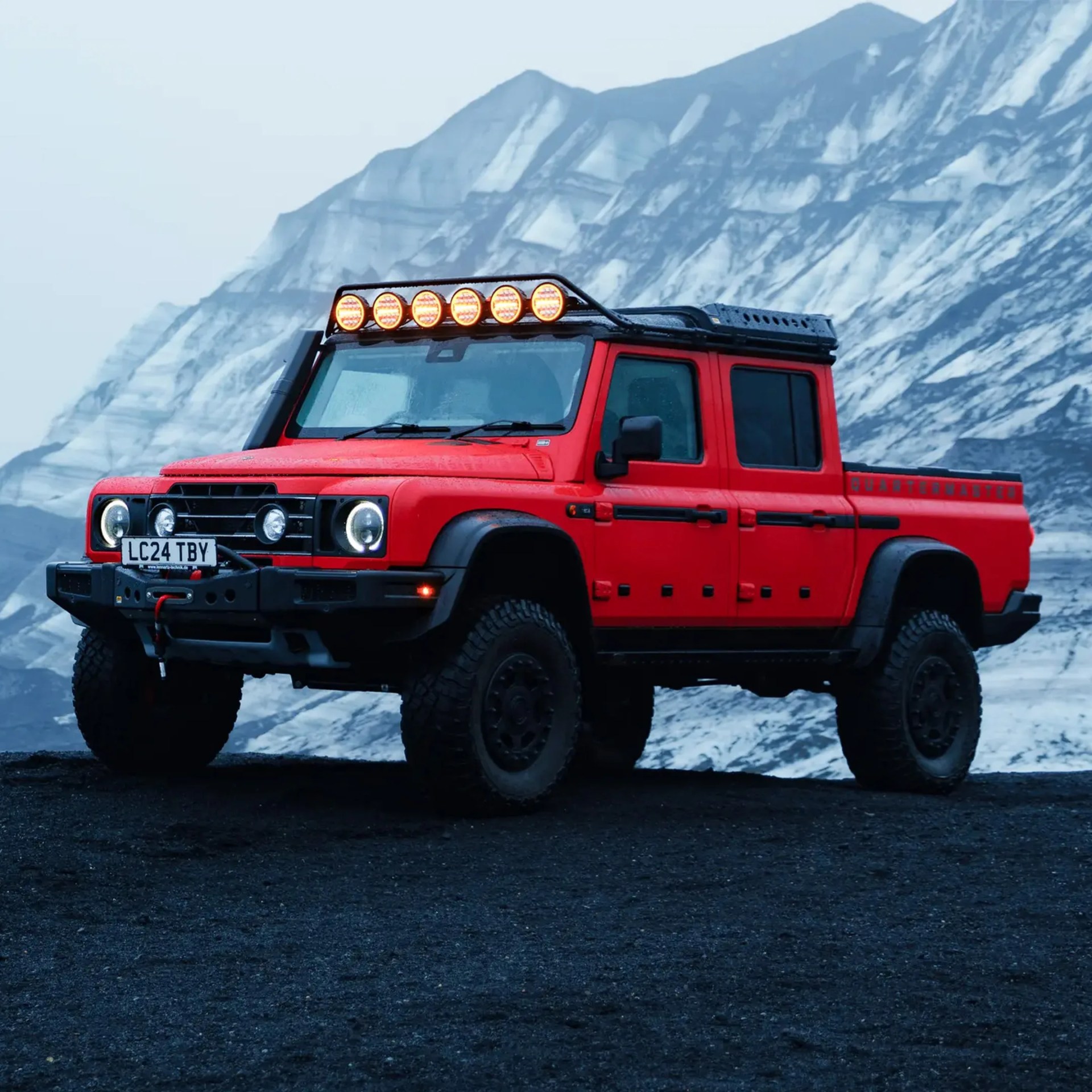 Ineos Grenadier Trialmaster x Letech Overlander on Icelandic Beach