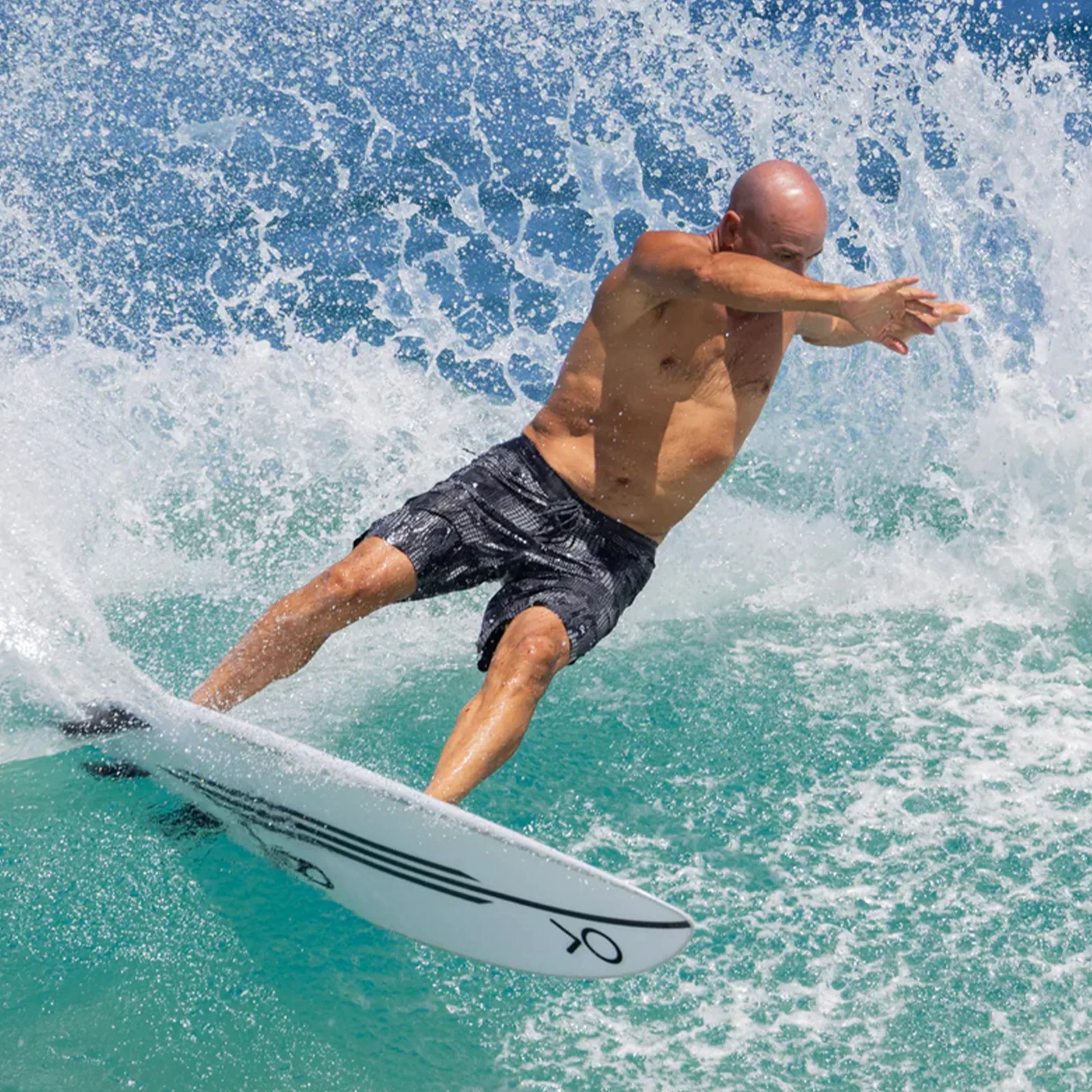 Outerknown Apex Evolution Trunk worn by Kelly Slater as he surfs