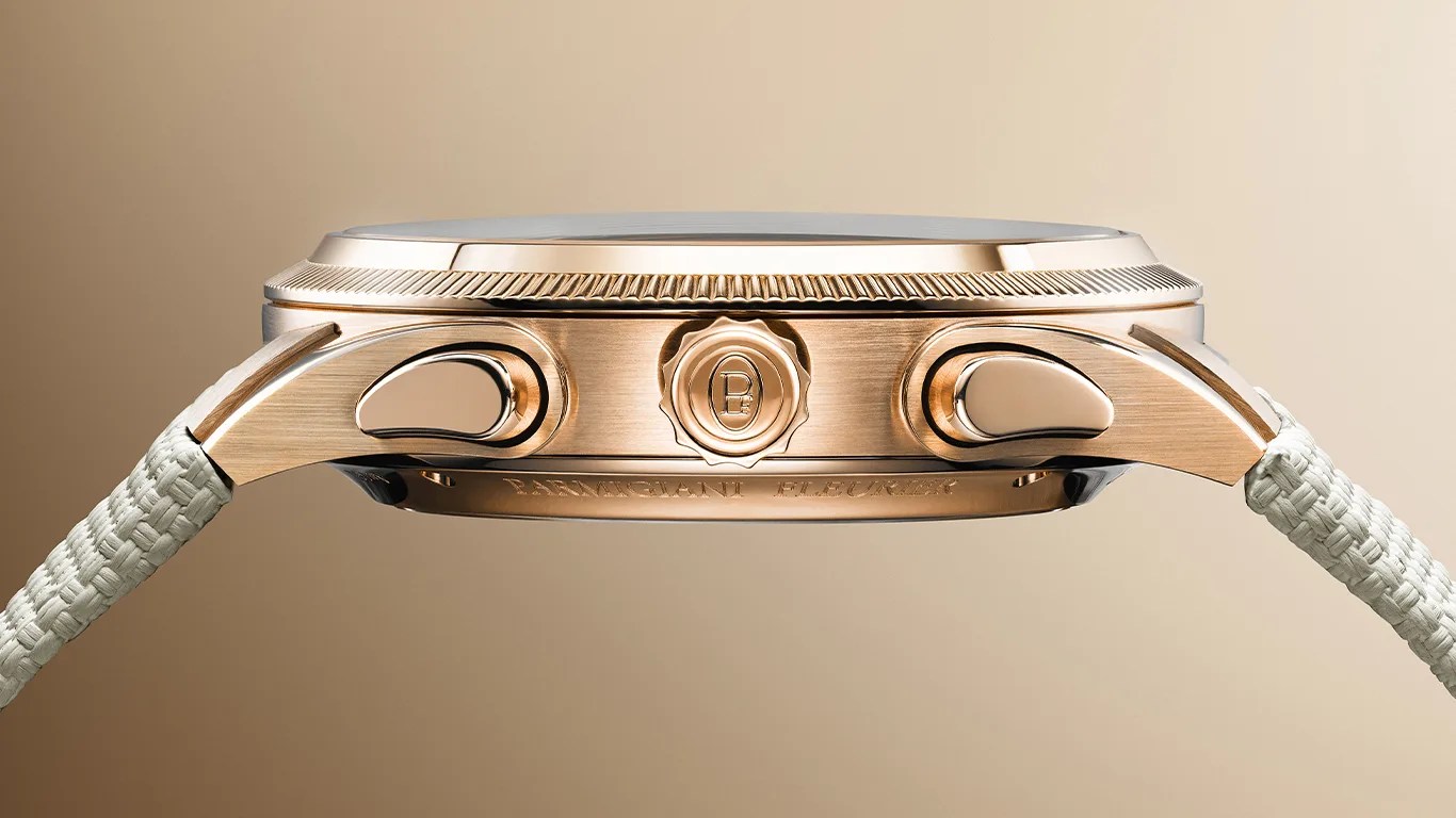 the side profile of a parmigiani fleurier chronograph watch