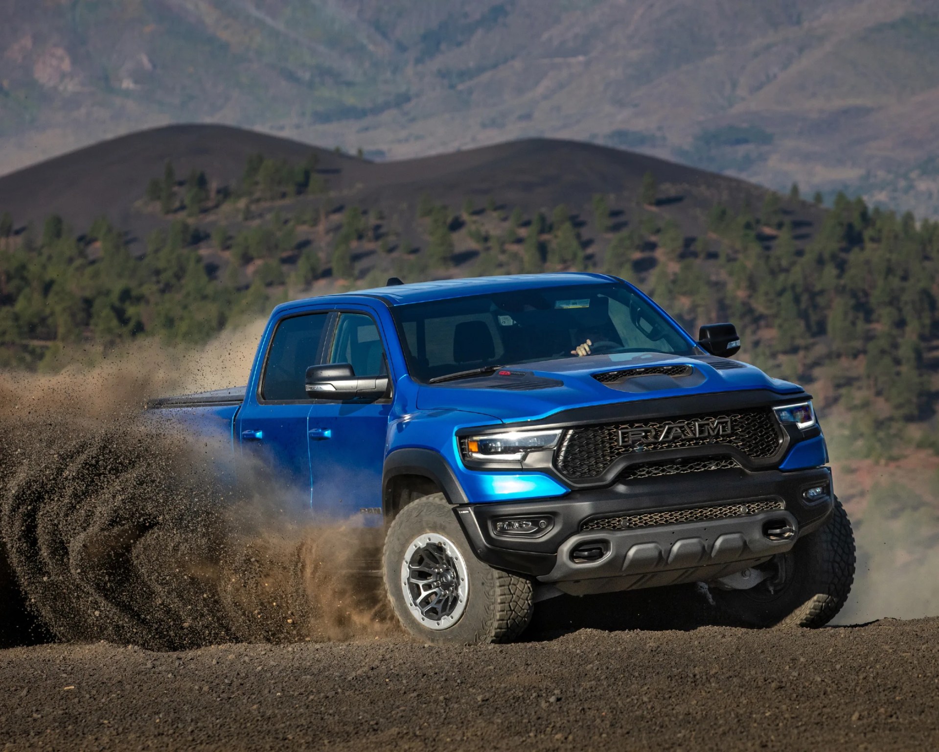 Ram 1500 TRX driving over gravel