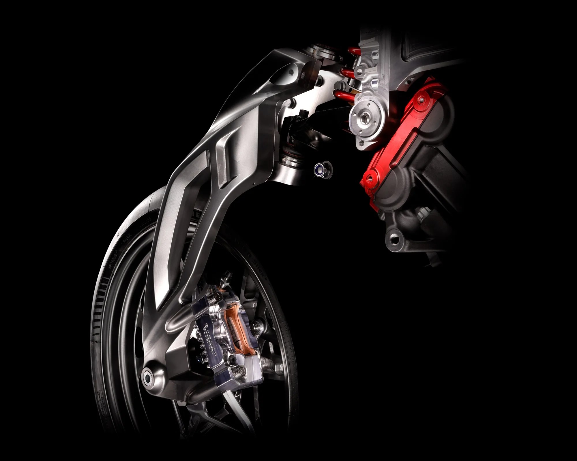 Richard Mille x Brough Superior RMB01 Motorcycle fork closeup