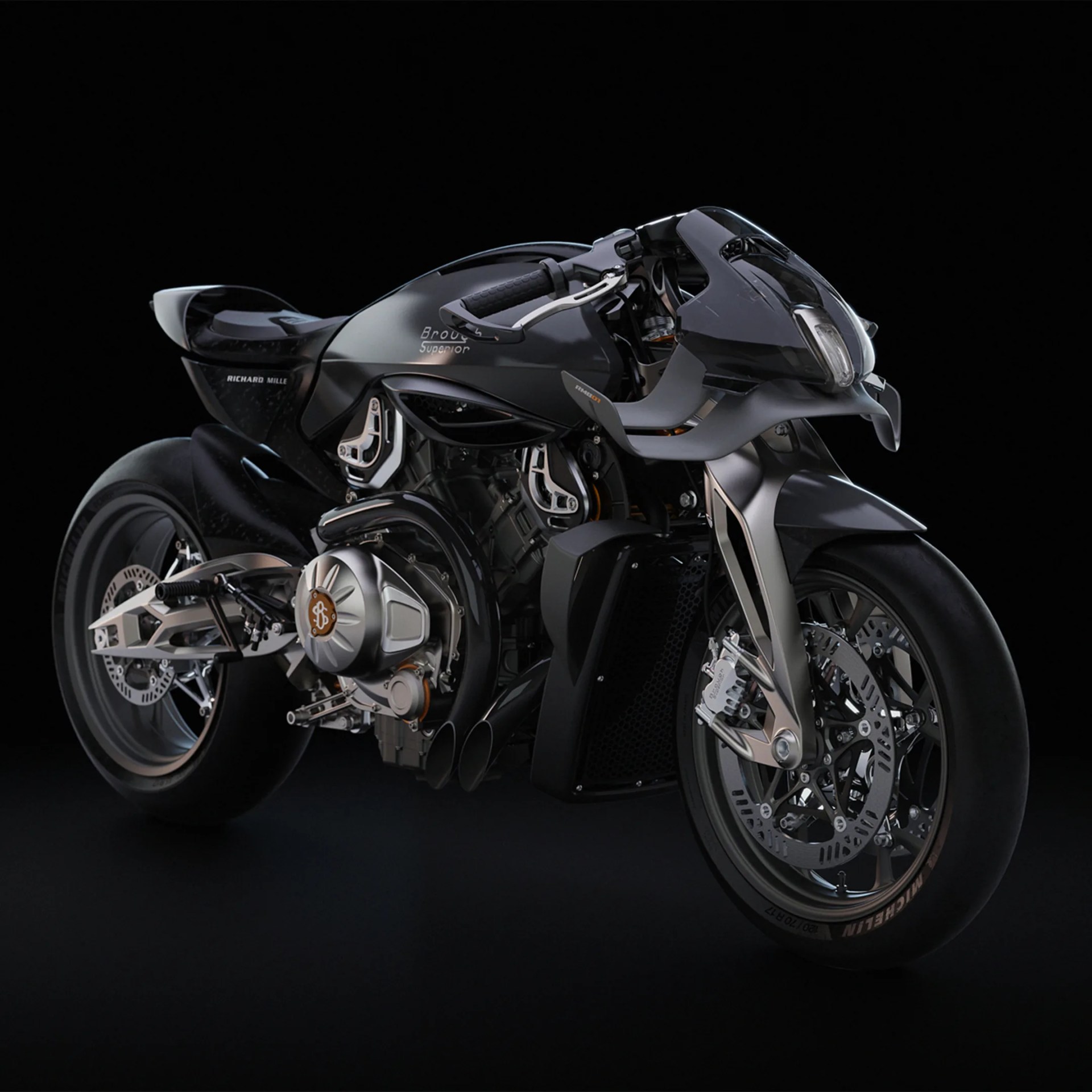 Richard Mille x Brough Superior RMB01 Motorcycle 3/4 shot