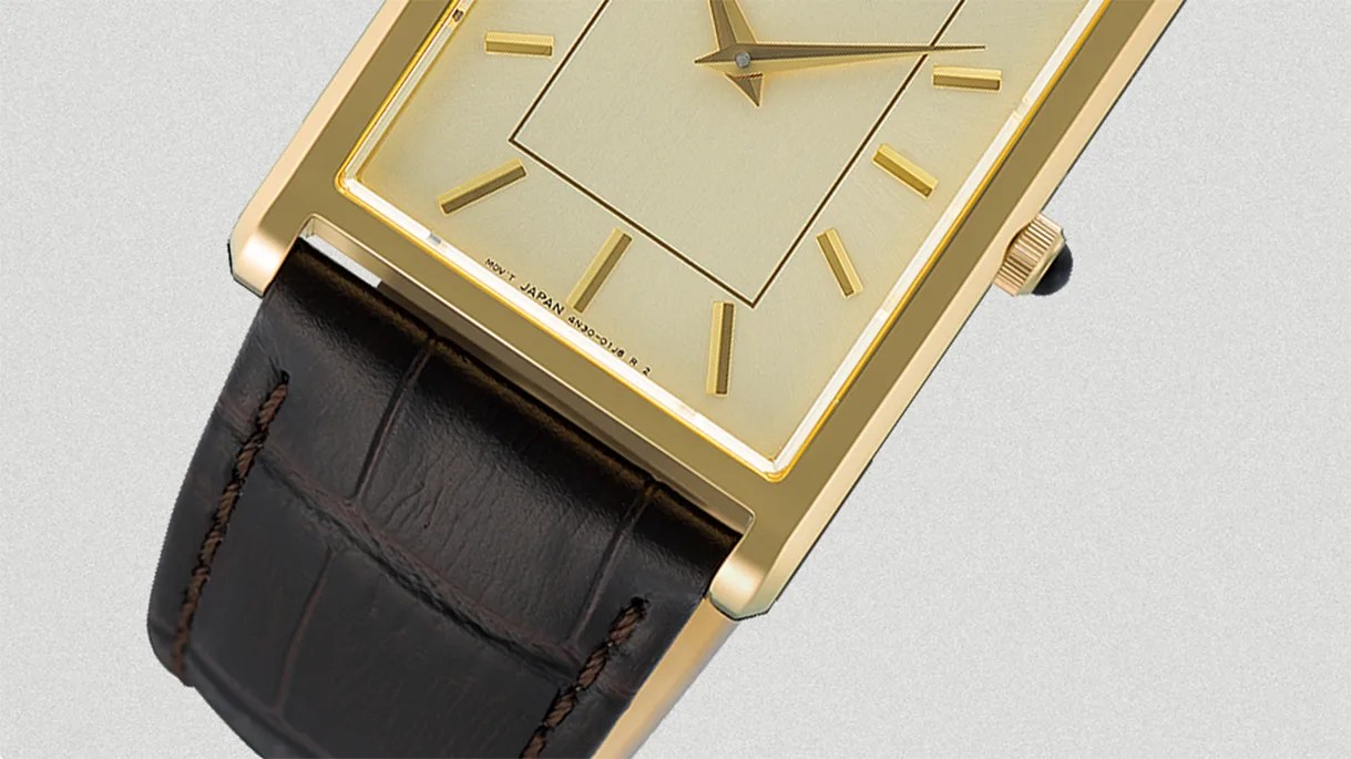 the case of a gold Seiko watch