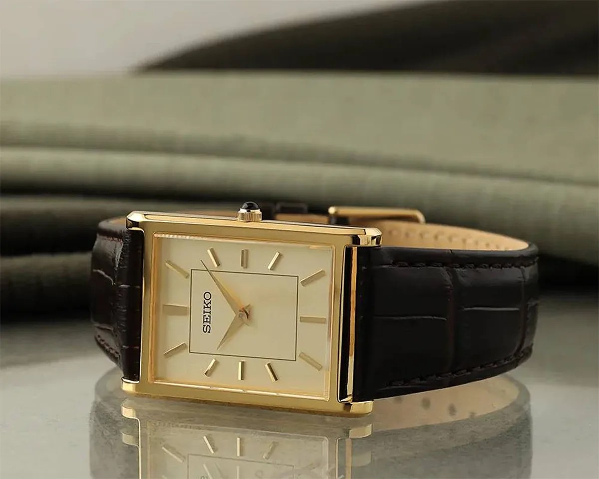 a gold Seiko watch