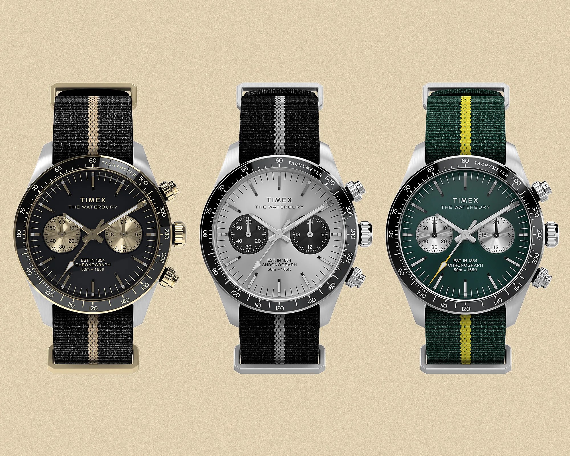 Timex Waterbury Heritage Chronograph 39mm Fabric Strap Watch family