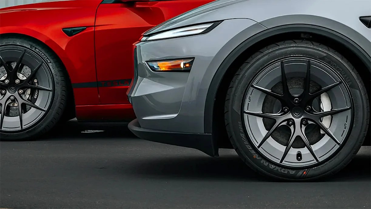 two cars' wheels