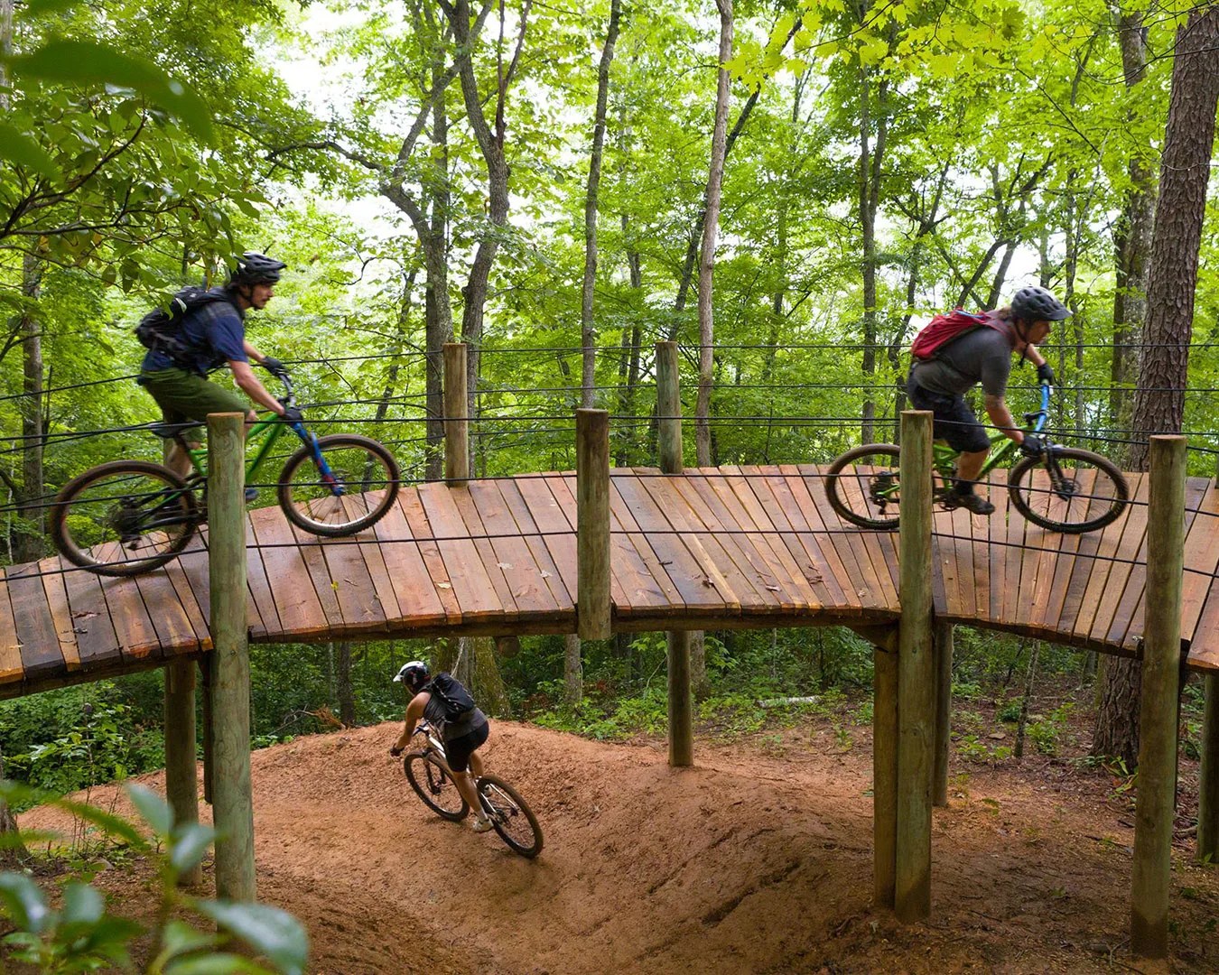 a group of people biking at fire mountain
