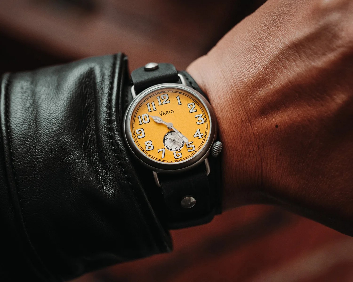 a vario x rze watch on a mans wrist