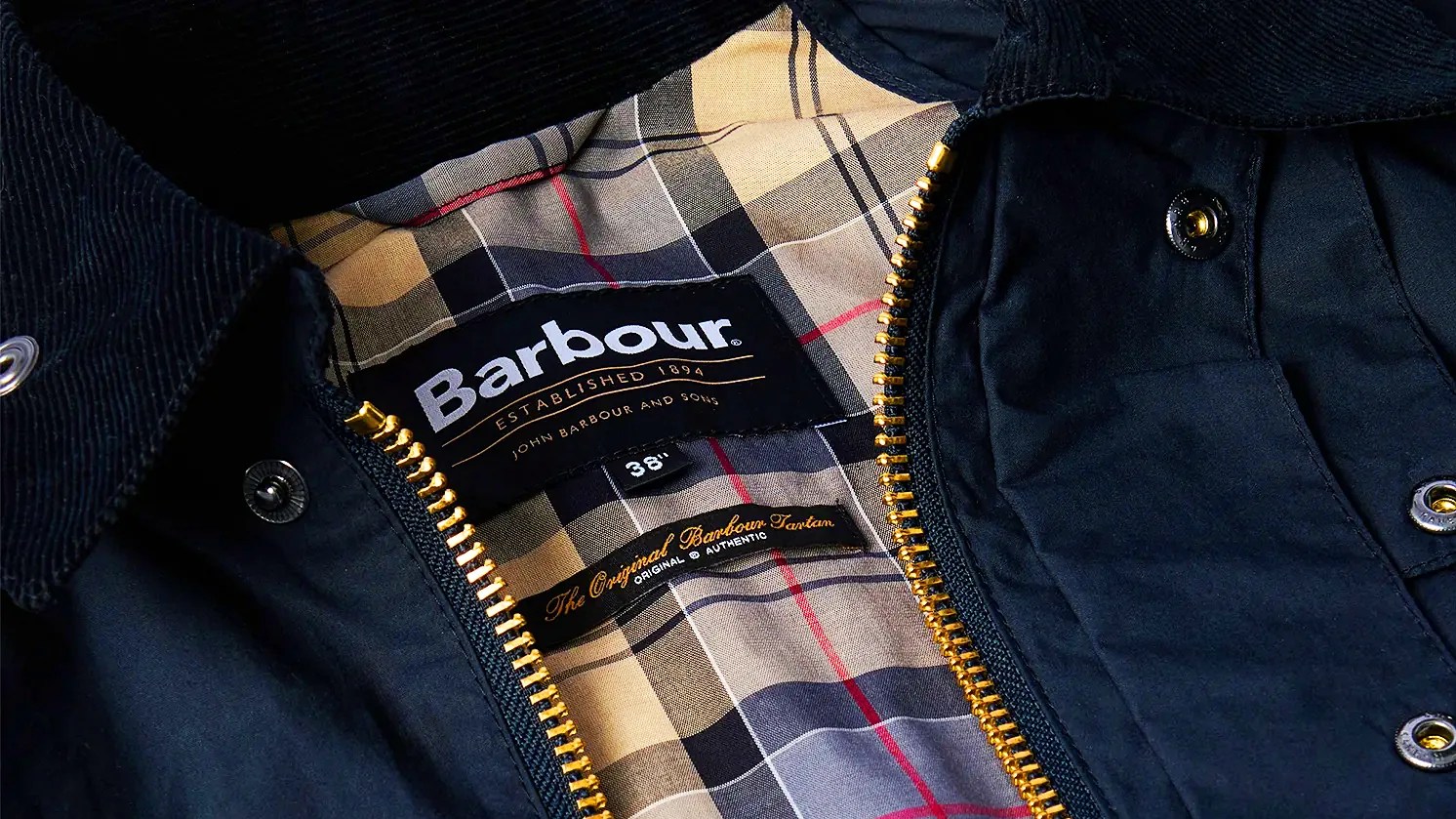 the collar of a Barbour jacket