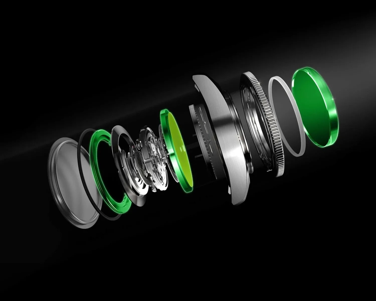 an exploded image of a certina watch construction