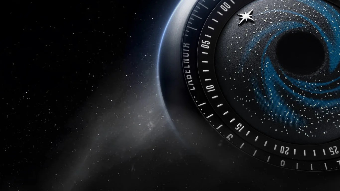 a closeup of a ciga design watch in outer space