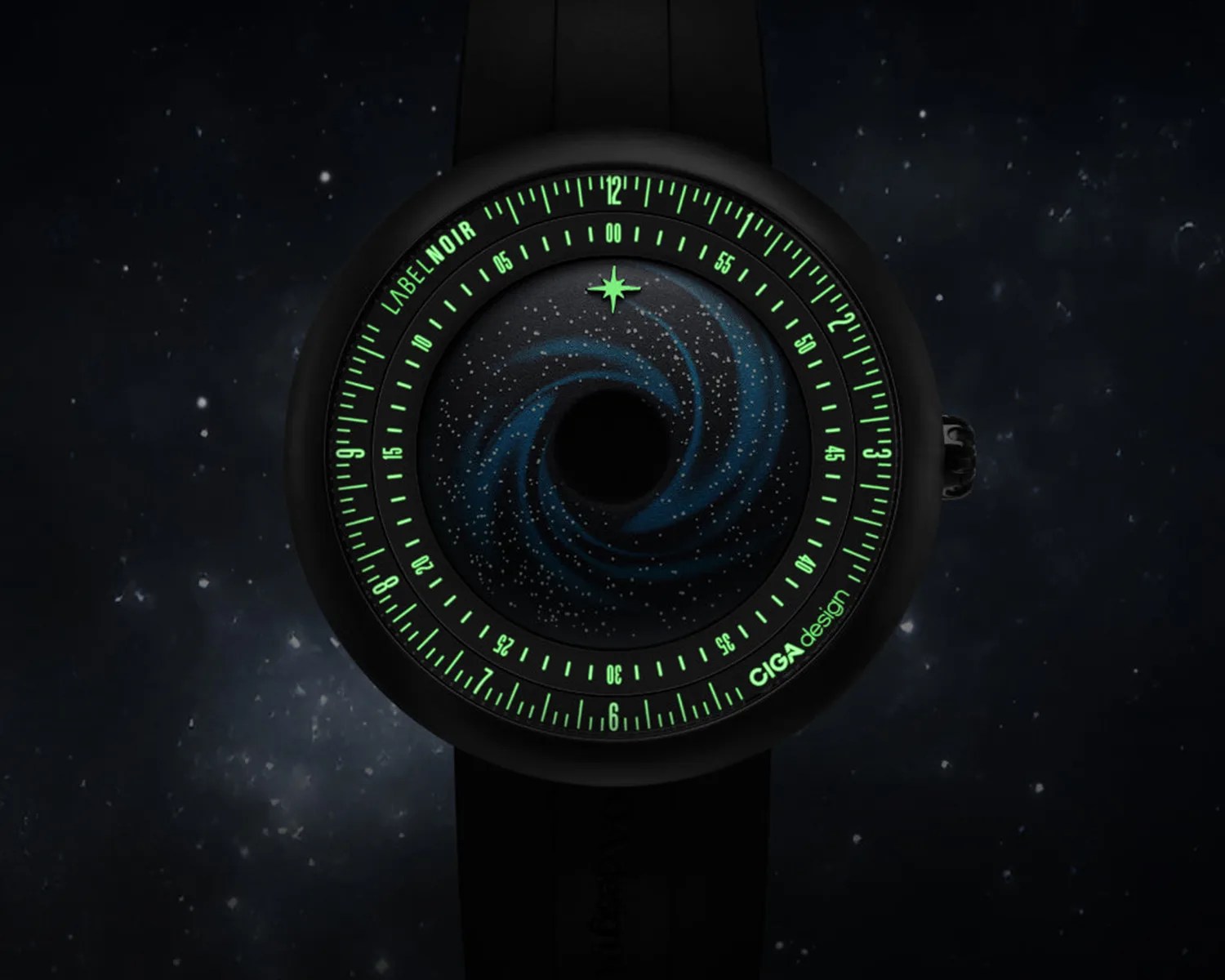 a ciga design watch glowing in the dark