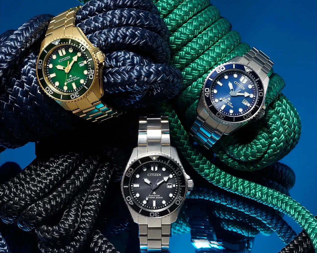 three citizen dive watches