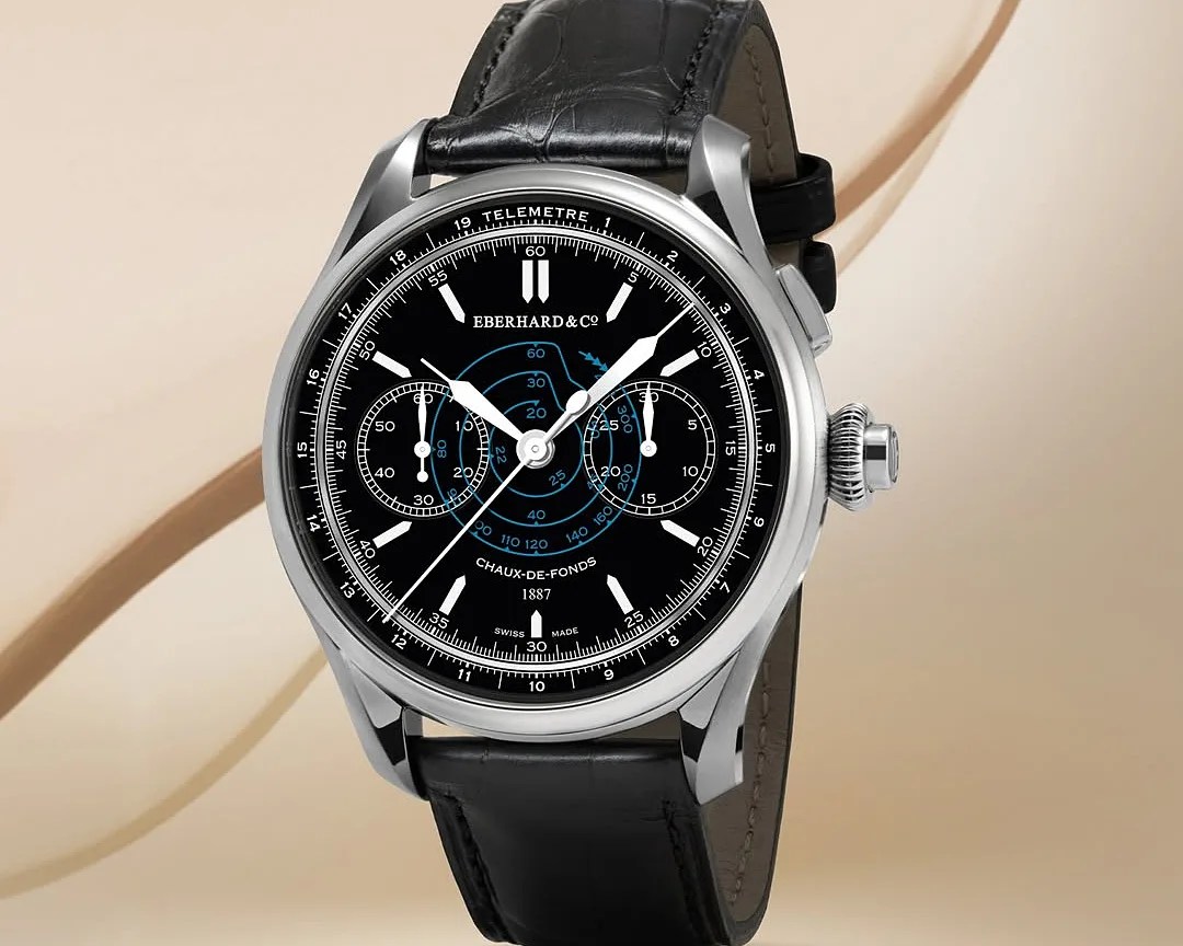 an Eberhard & Co. watch with a black dial